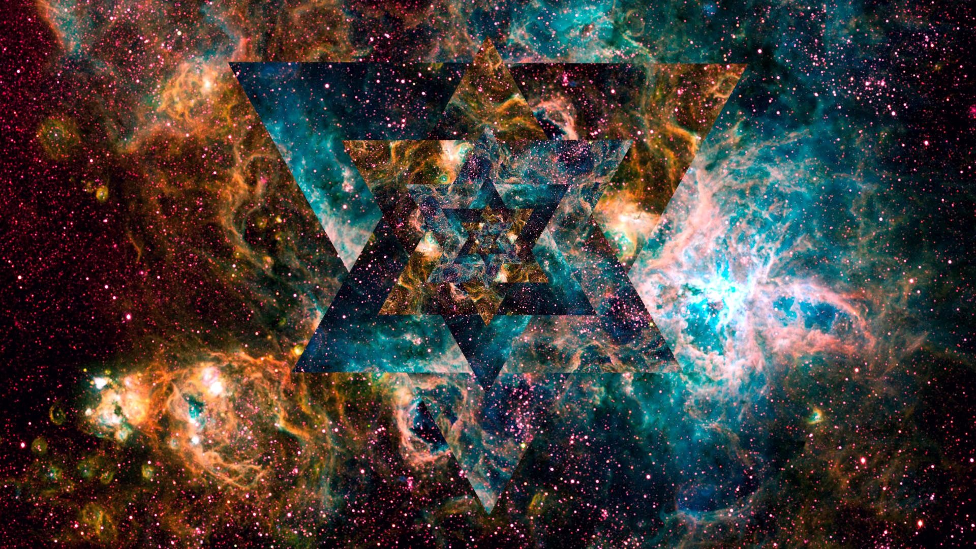 Esagramma, Nebulosa, Spazio, Geometria sacra, Full HD, sfondo per PC e portatile