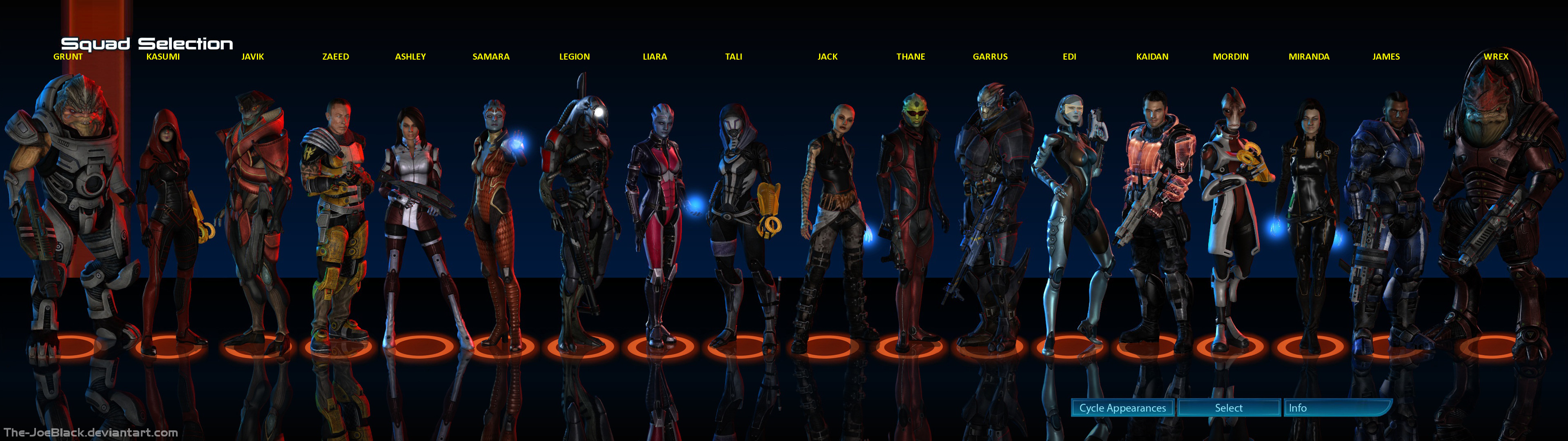 Mass Effect, Selezione squadra, Personaggi, Panoramica, 32:9 Full HD, sfondo widescreen