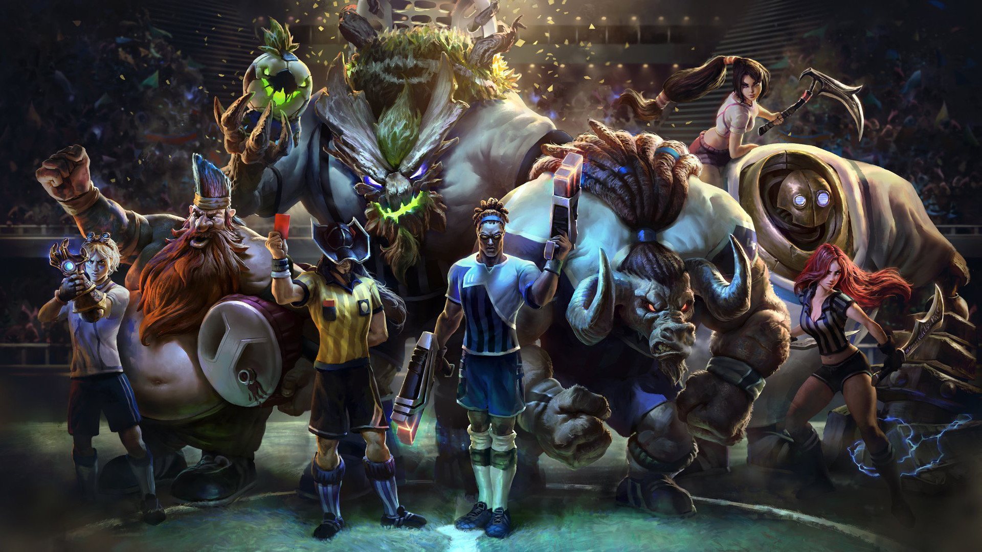 League of Legends, Campioni, Calcio, Squadra, 1920x1080, sfondo per PC