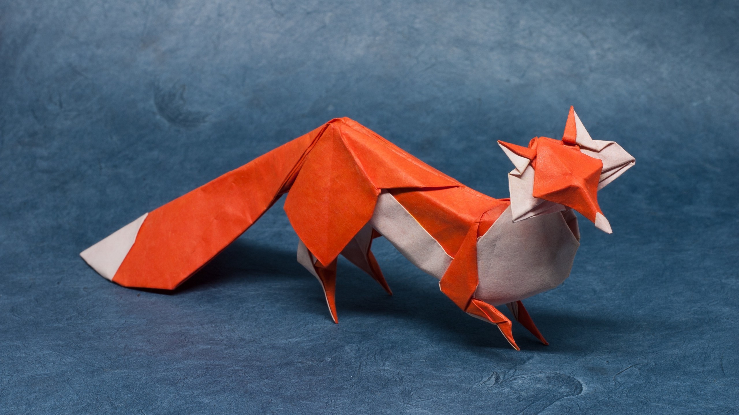 Origami, Volpe, Carta arancione, 2K, sfondo desktop