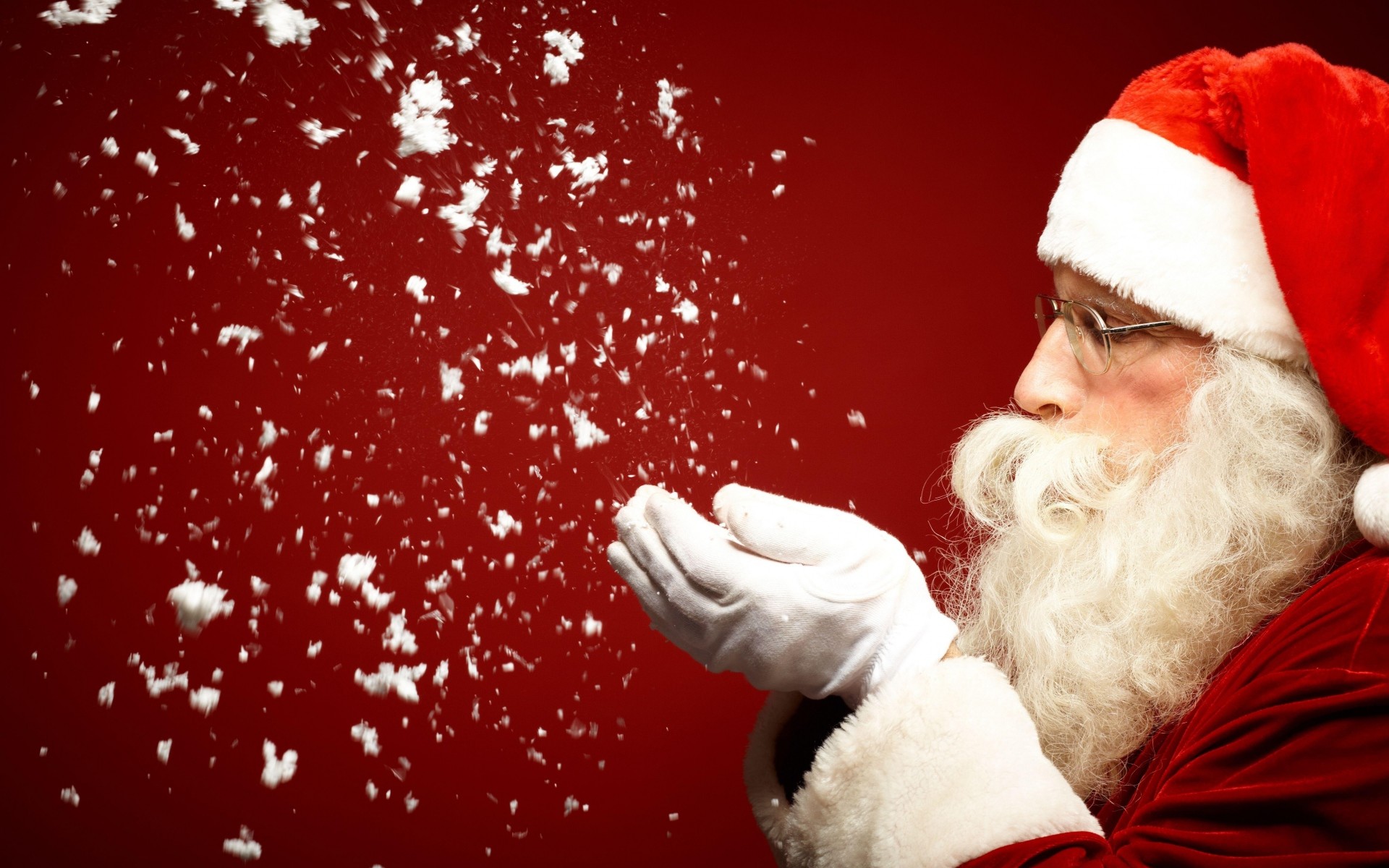 Babbo Natale, Neve, Sfondo rosso, 1920x1200, wallpaper desktop
