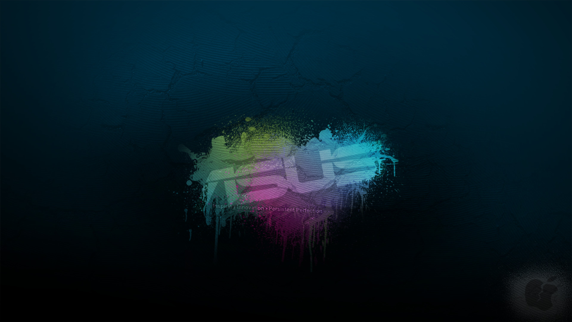 ASUS, Logo, Schizzi di vernice, Arcobaleno, Blu scuro, Full HD, sfondo desktop