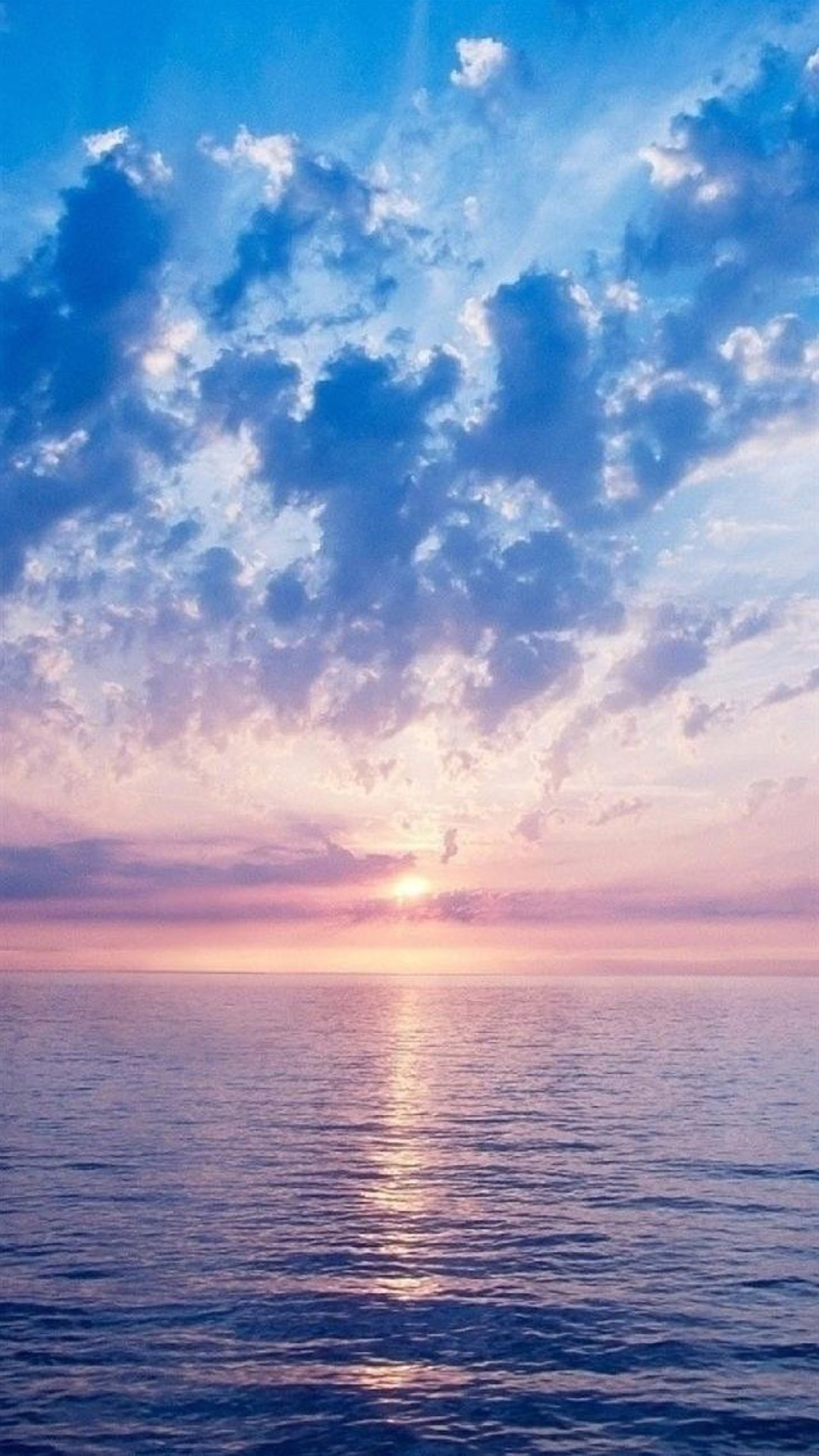 Tramonto, Mare, Nuvole, Cielo blu, sfondo schermata di blocco iPhone 5S
