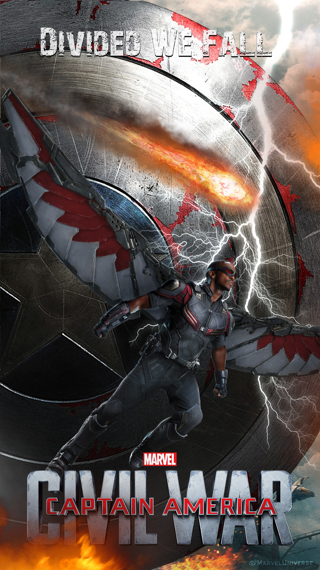 Falcon, Captain America: Civil War, Divided We Fall, Poster, 1080x1920, schermata di blocco iPhone