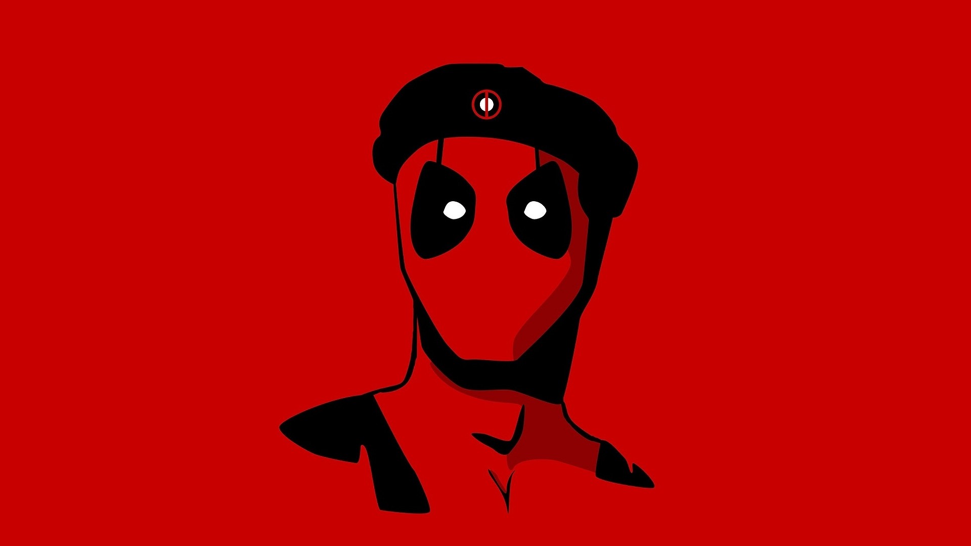 Deadpool, Marvel, Arte minimalista, Basco, Sfondo rosso, Full HD, wallpaper desktop