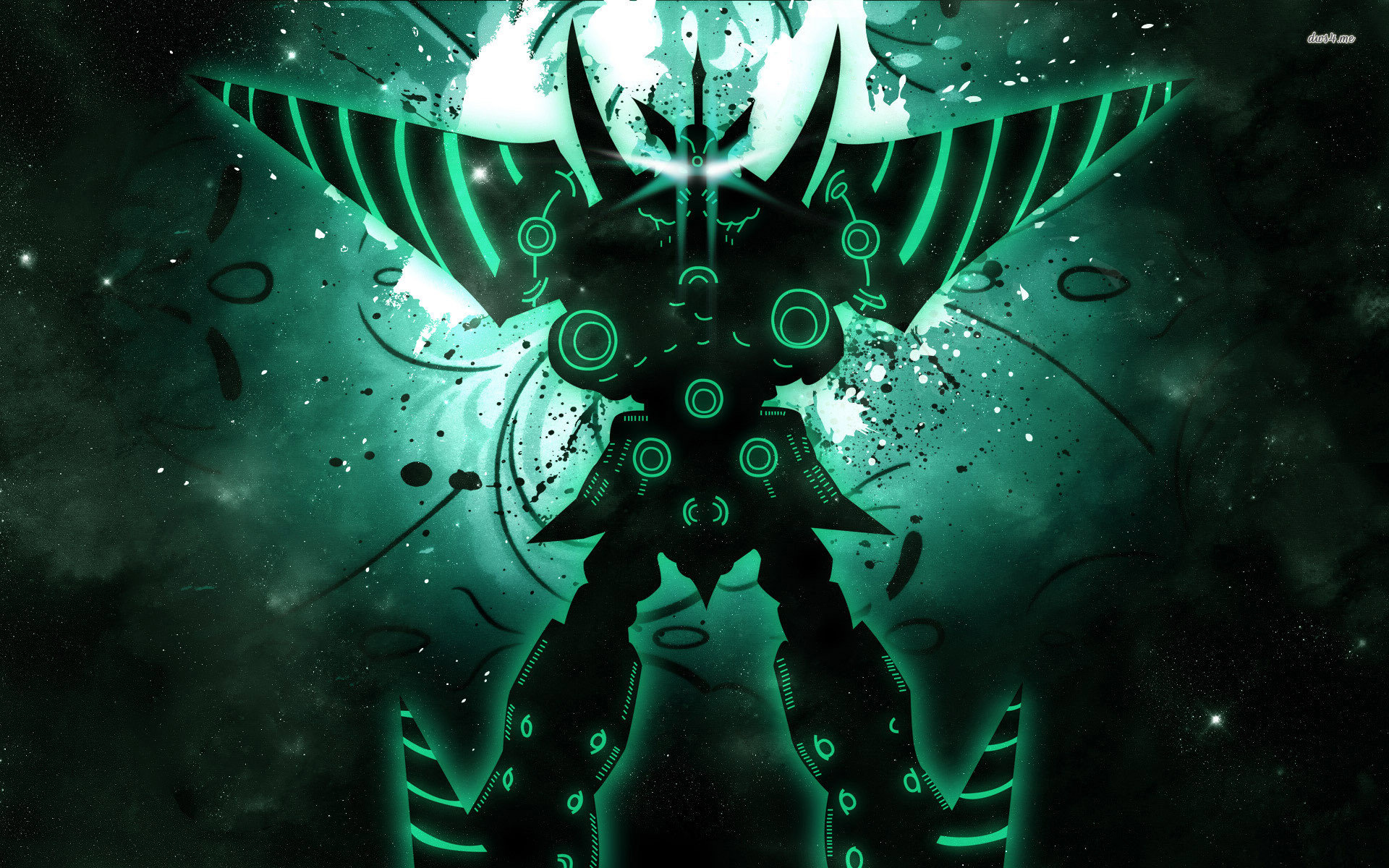 Gurren Lagann, Mecha, Verde neon, Silhouette, 1920x1200, immagine di sfondo