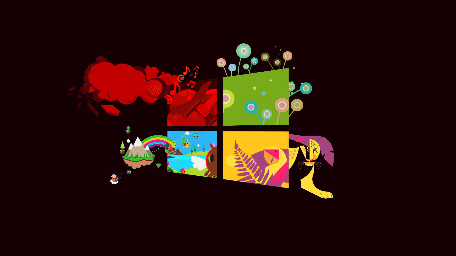 Windows 8, Logo Windows, Arte colorata, Sfondo scuro, Full HD, wallpaper per PC