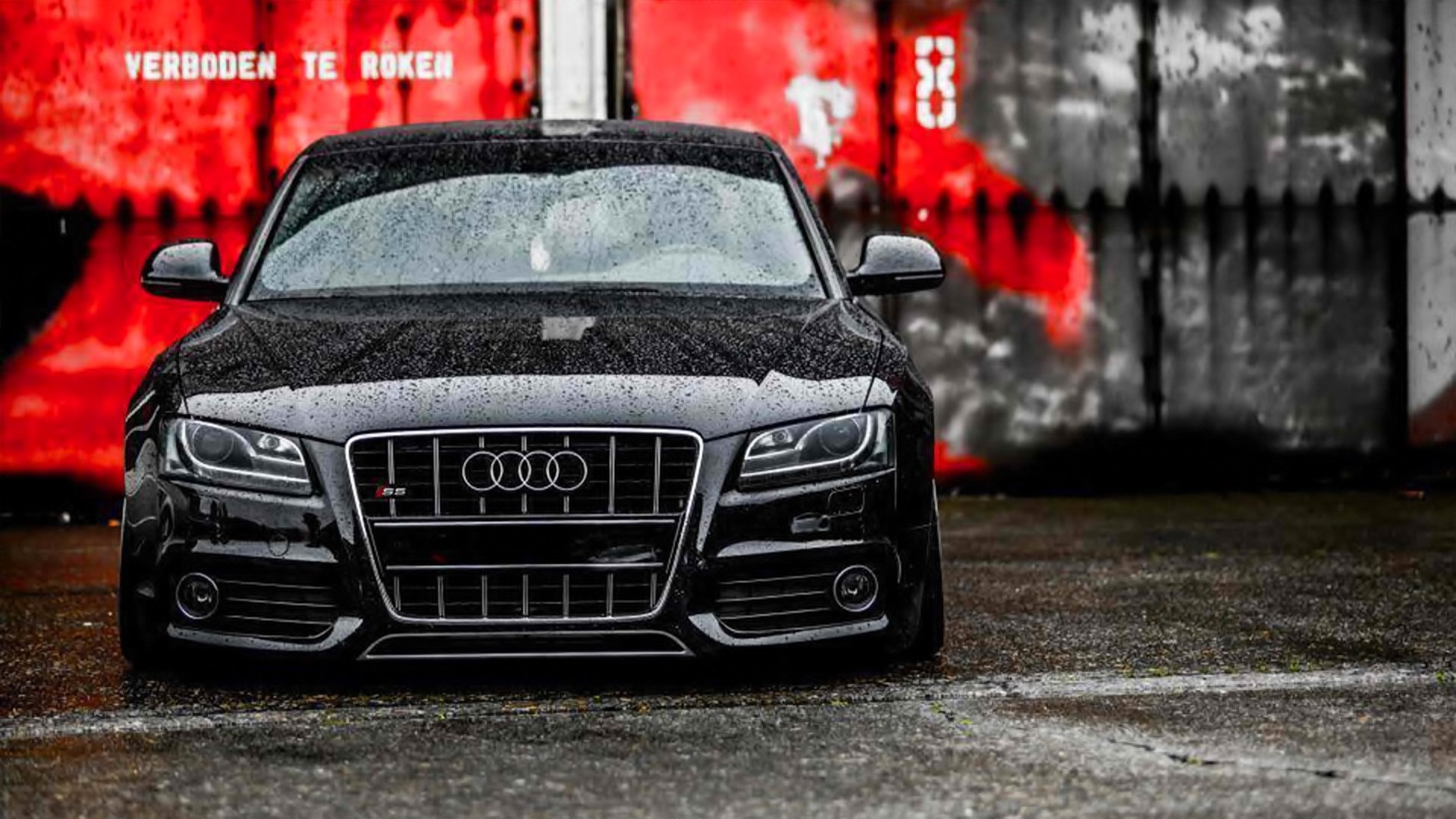 Audi, Pioggia, Nero, Full HD, sfondo Windows 11