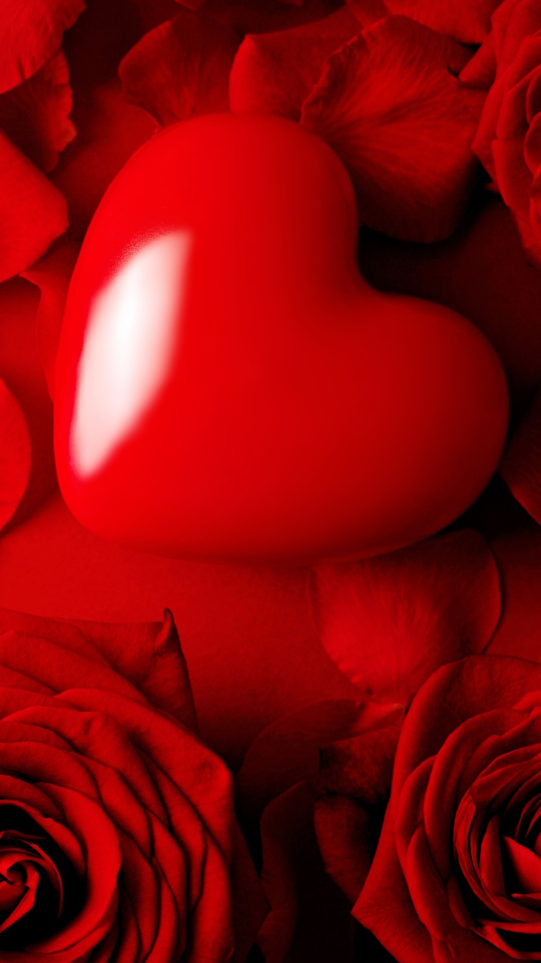 Cuore rosso, Rose rosse, San Valentino, Amore, Full HD, schermata di blocco del cellulare