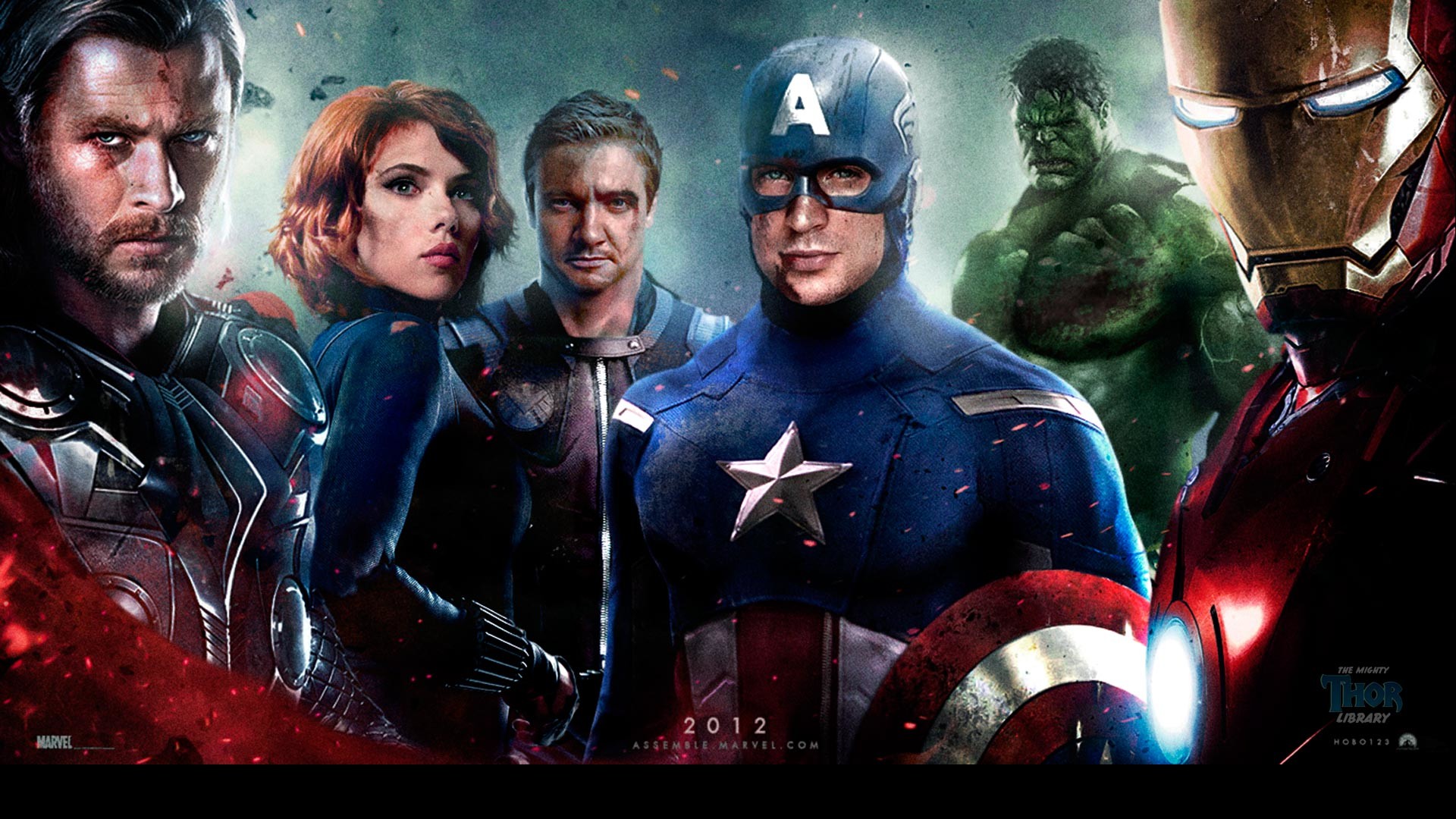The Avengers, Capitan America, Vedova Nera, Occhio di Falco, Thor, Iron Man, immagine di sfondo