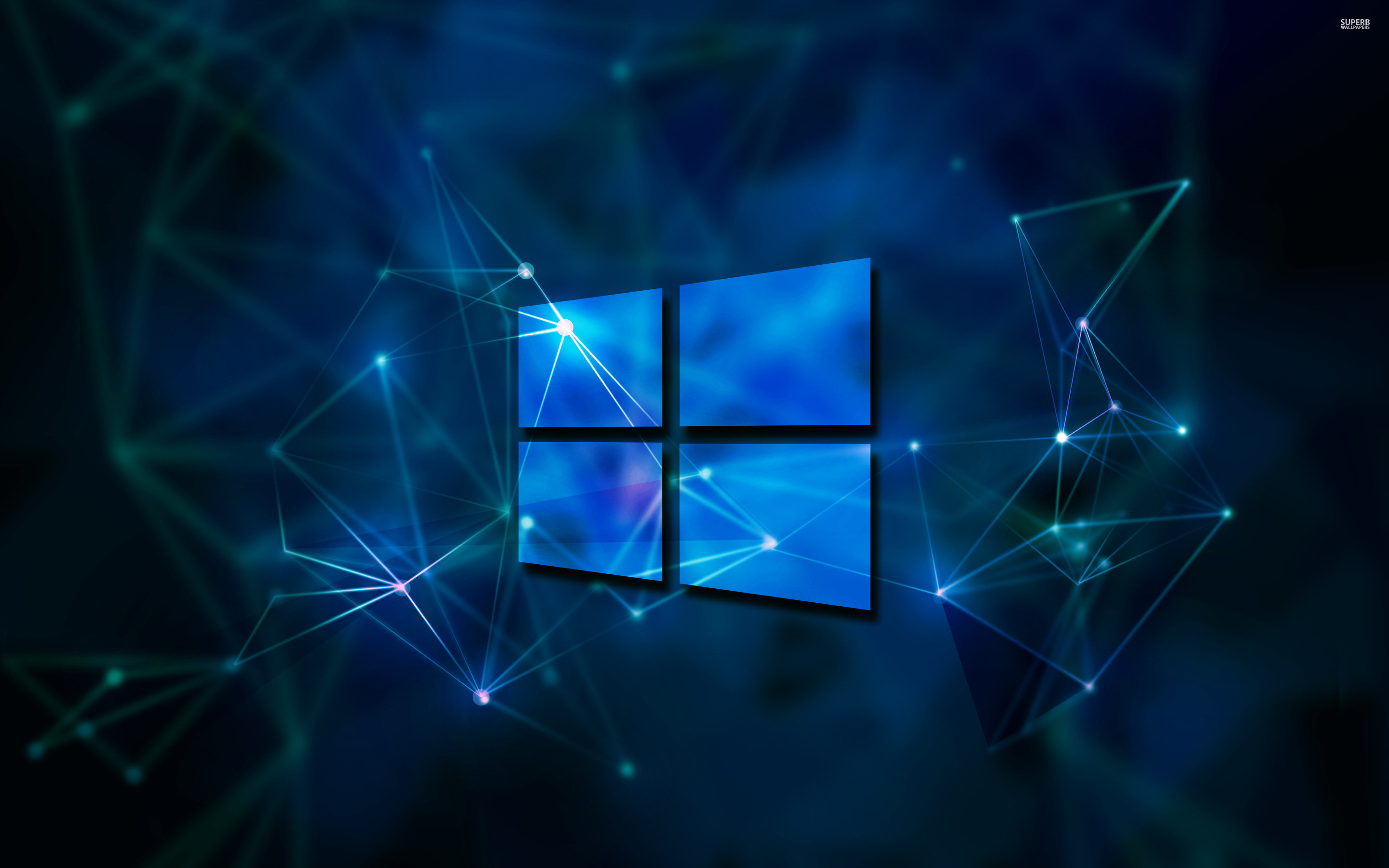 Windows 10, Logo Windows, Rete, Blu, 2880x1800, immagine di sfondo