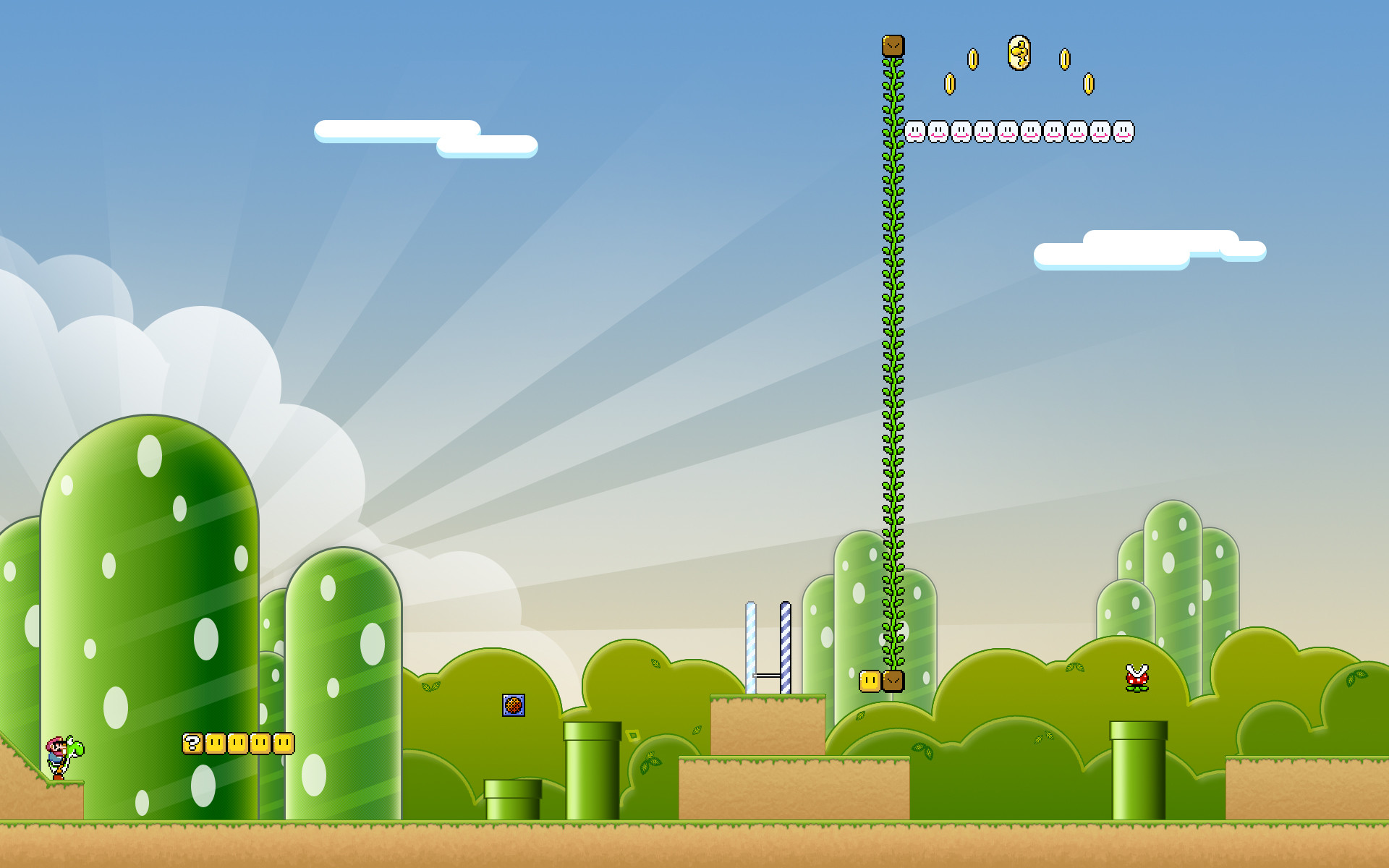 Super Mario Bros., Pixel art, Pianta rampicante, Colline, 1920x1200, sfondo MacBook Pro