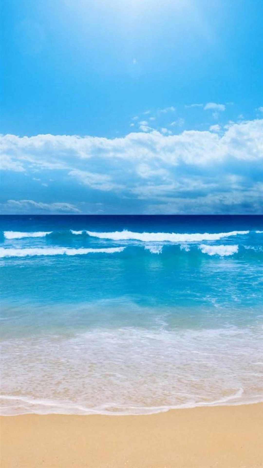 Spiaggia, Mare, Onde, Cielo azzurro, sfondo per iPhone e Android