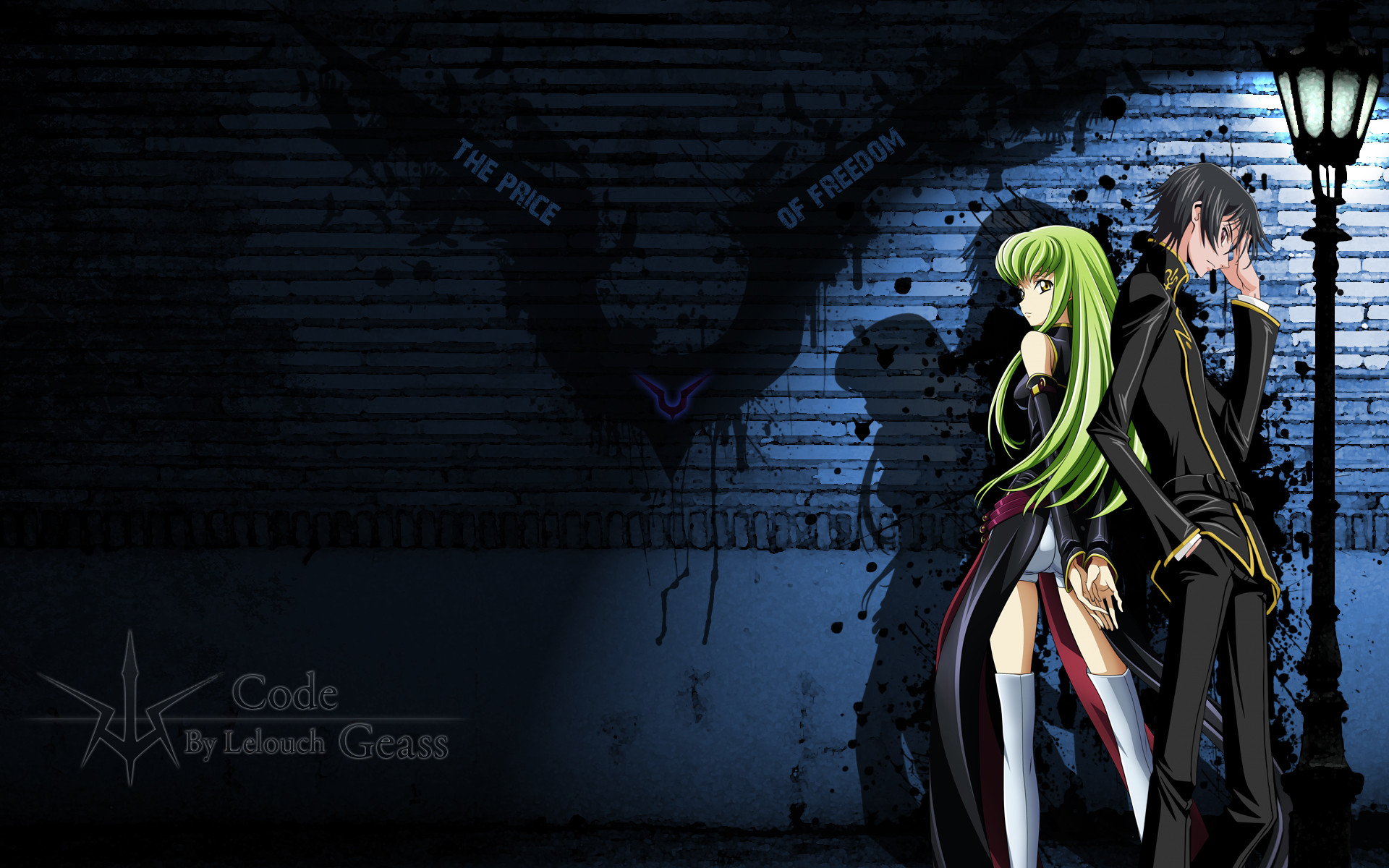 Lelouch Lamperouge, C.C., Code Geass, Lampione, Notte, 1920x1200, sfondo per PC