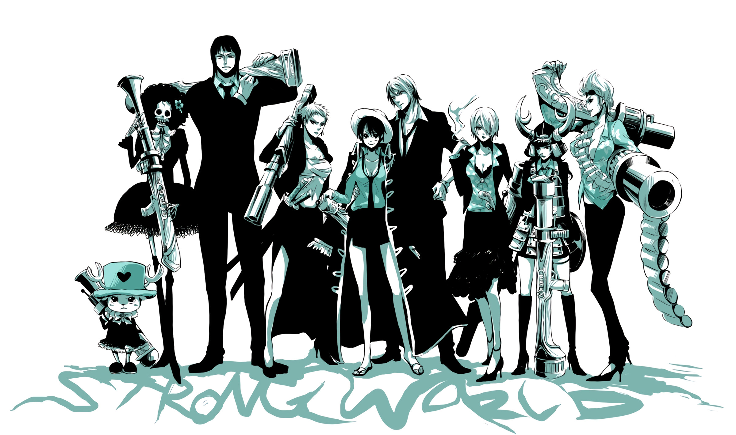 One Piece Film: Strong World, Ciurma di Cappello di Paglia, One Piece, Silhouette, sfondo desktop