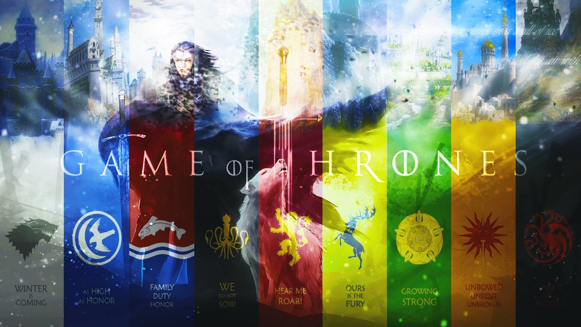 Il Trono di Spade, Stendardi delle casate, Daenerys Targaryen, Colorato, sfondo 1920x1080 per PC
