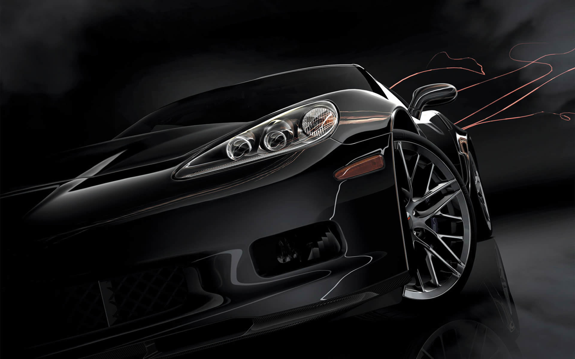 Chevrolet Corvette C6, Corvette, Nero, Faro, 1920x1200, immagine di sfondo