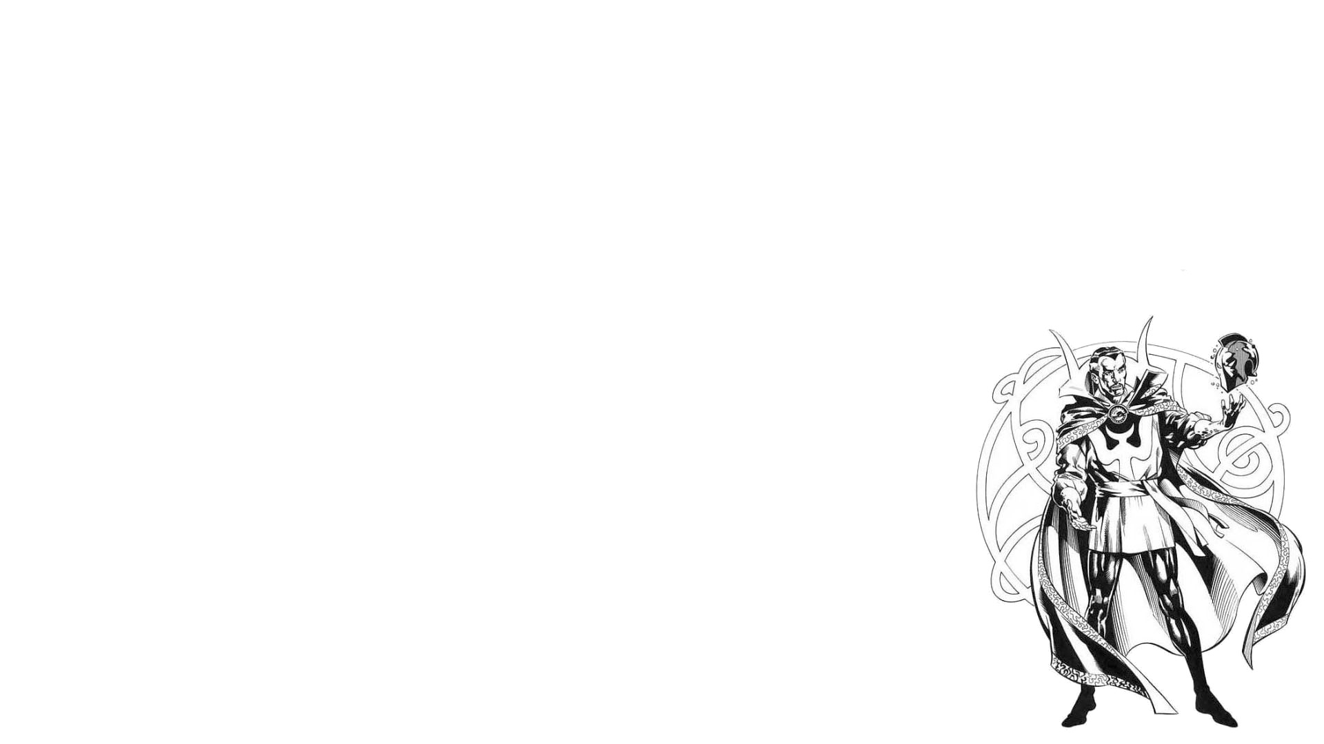 Doctor Strange, Marvel Comics, Bianco e nero, Disegno, Sfondo bianco, wallpaper per portatile