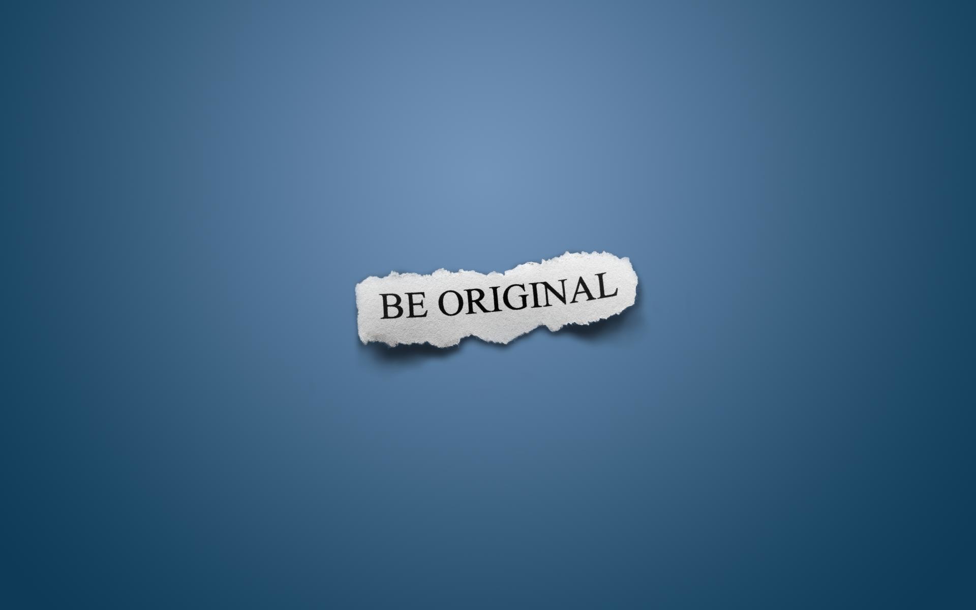 Be original, Citazione, Carta strappata, Blu, 1920x1200, immagine di sfondo