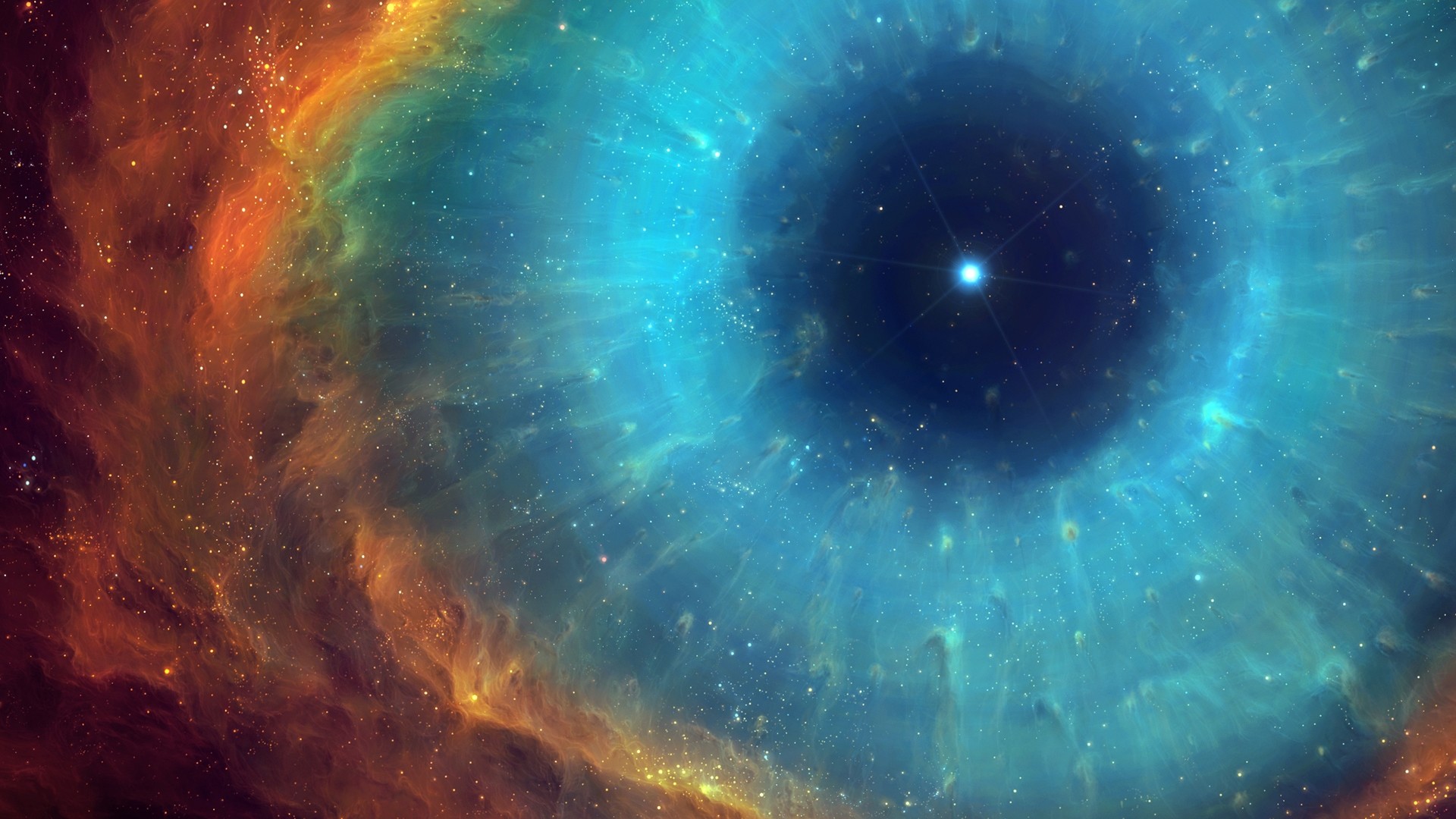 Nebulosa, Occhio cosmico, Arte digitale, Azzurro, 1920x1080, immagine di sfondo