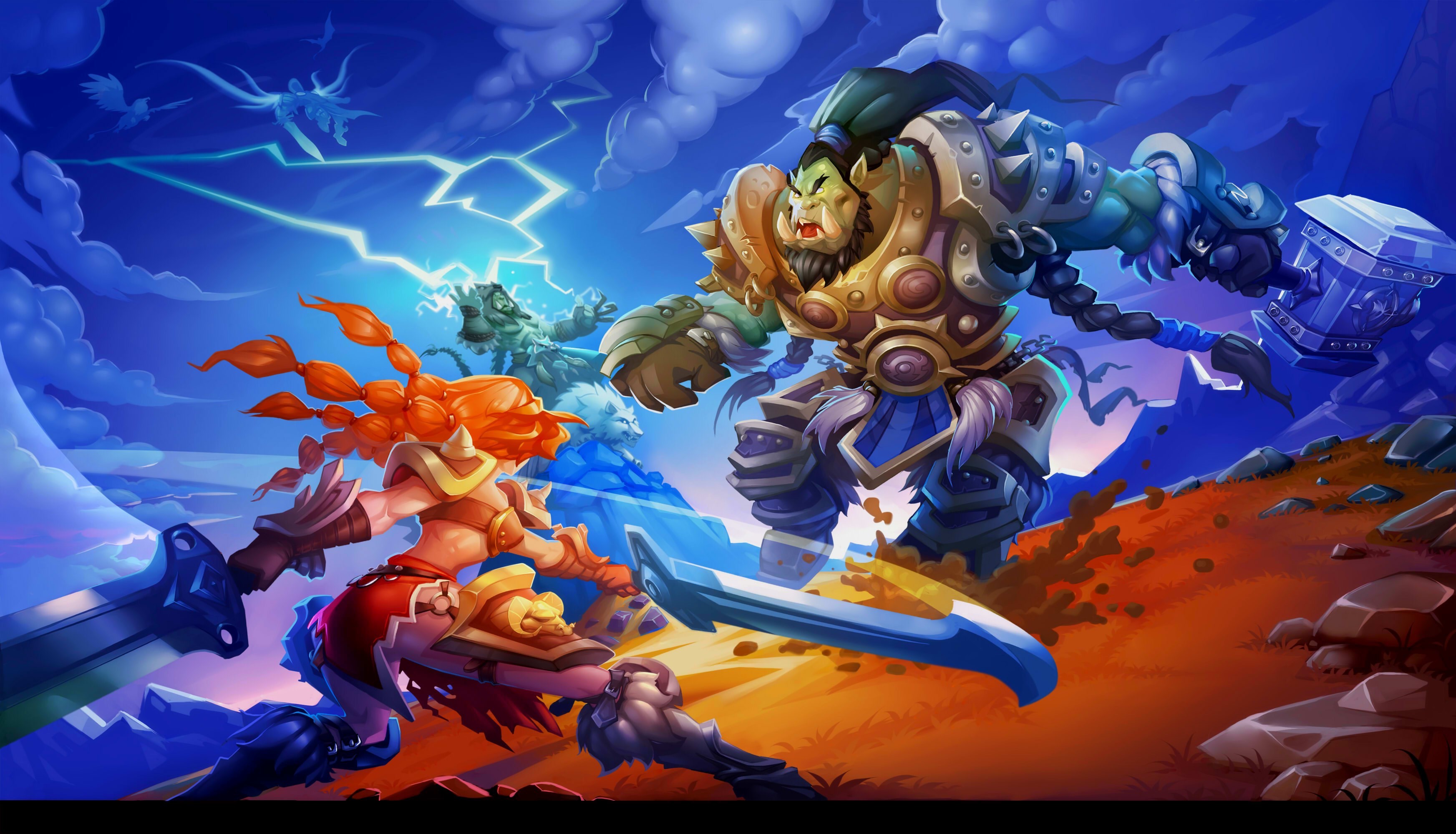Heroes of the Storm, Muradin, Cartoon, Fulmini, 2K, sfondo per portatile