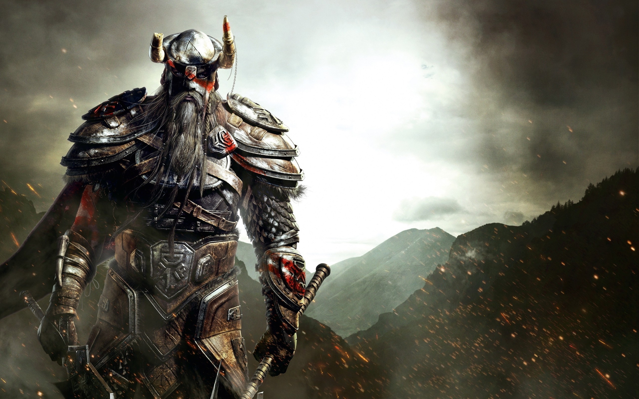 The Elder Scrolls Online, Guerriero nordico, Armatura, Elmo con corna, sfondo desktop 2K