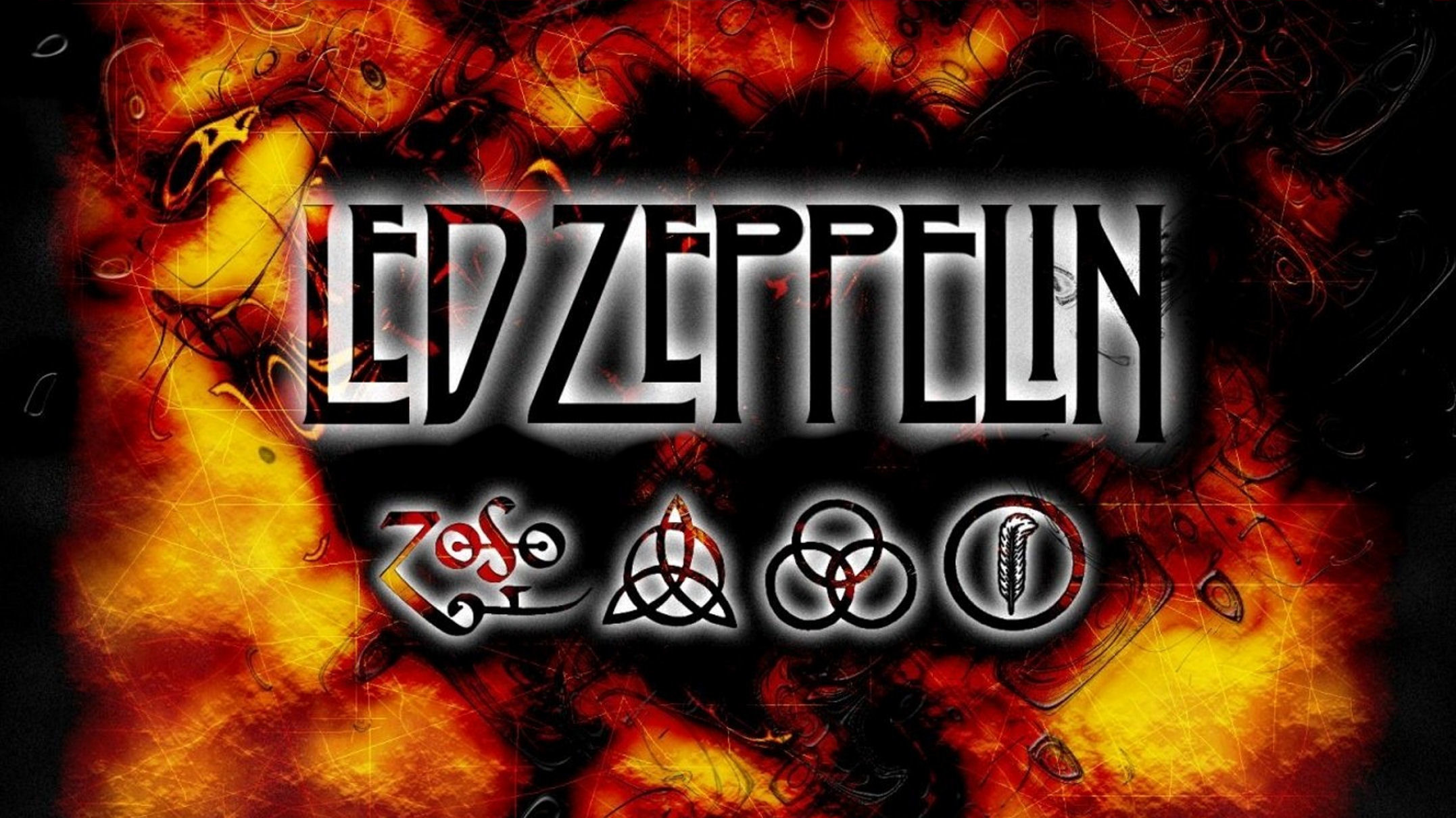 Led Zeppelin, Logo, Simboli Zoso, Fuoco, Full HD, sfondo per PC