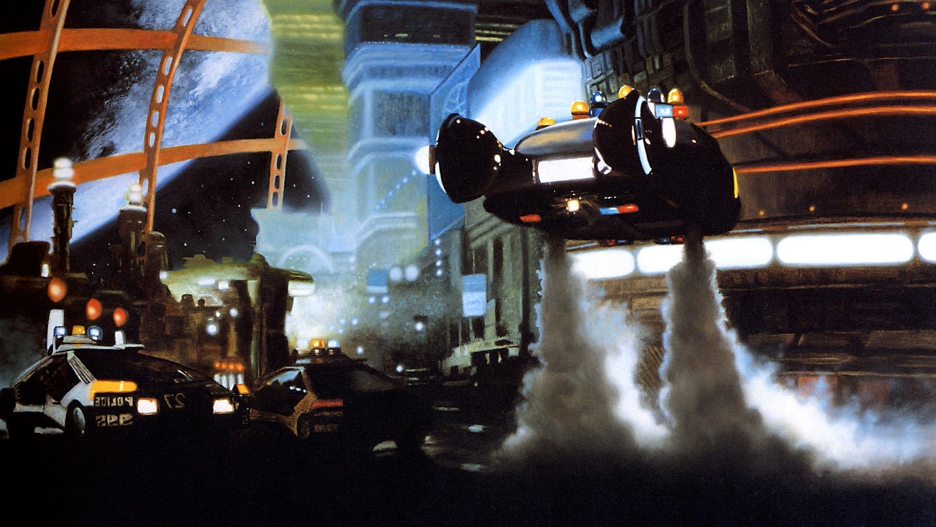 Blade Runner, Spinner, Polizia, Città, Notte, Full HD, wallpaper per computer