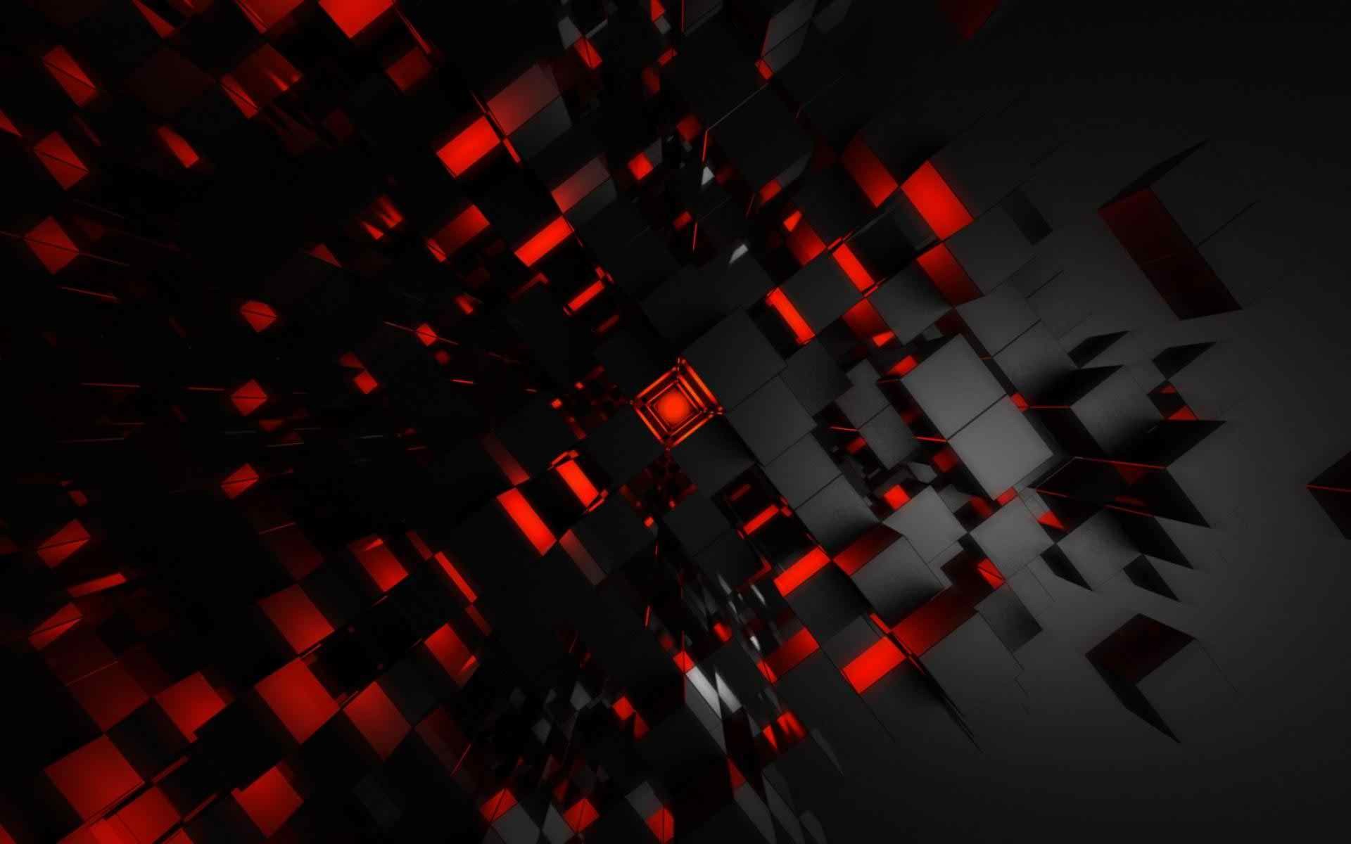 Cubi, 3D, Rosso e nero, Astratto, 1920x1200, immagine di sfondo
