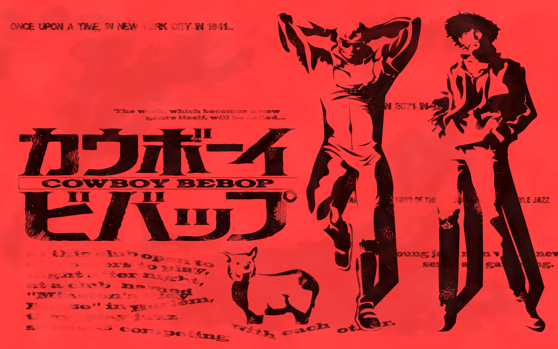 Spike Spiegel, Jet Black, Ein, Cowboy Bebop, Rosso, 16:10 Full HD, sfondo widescreen