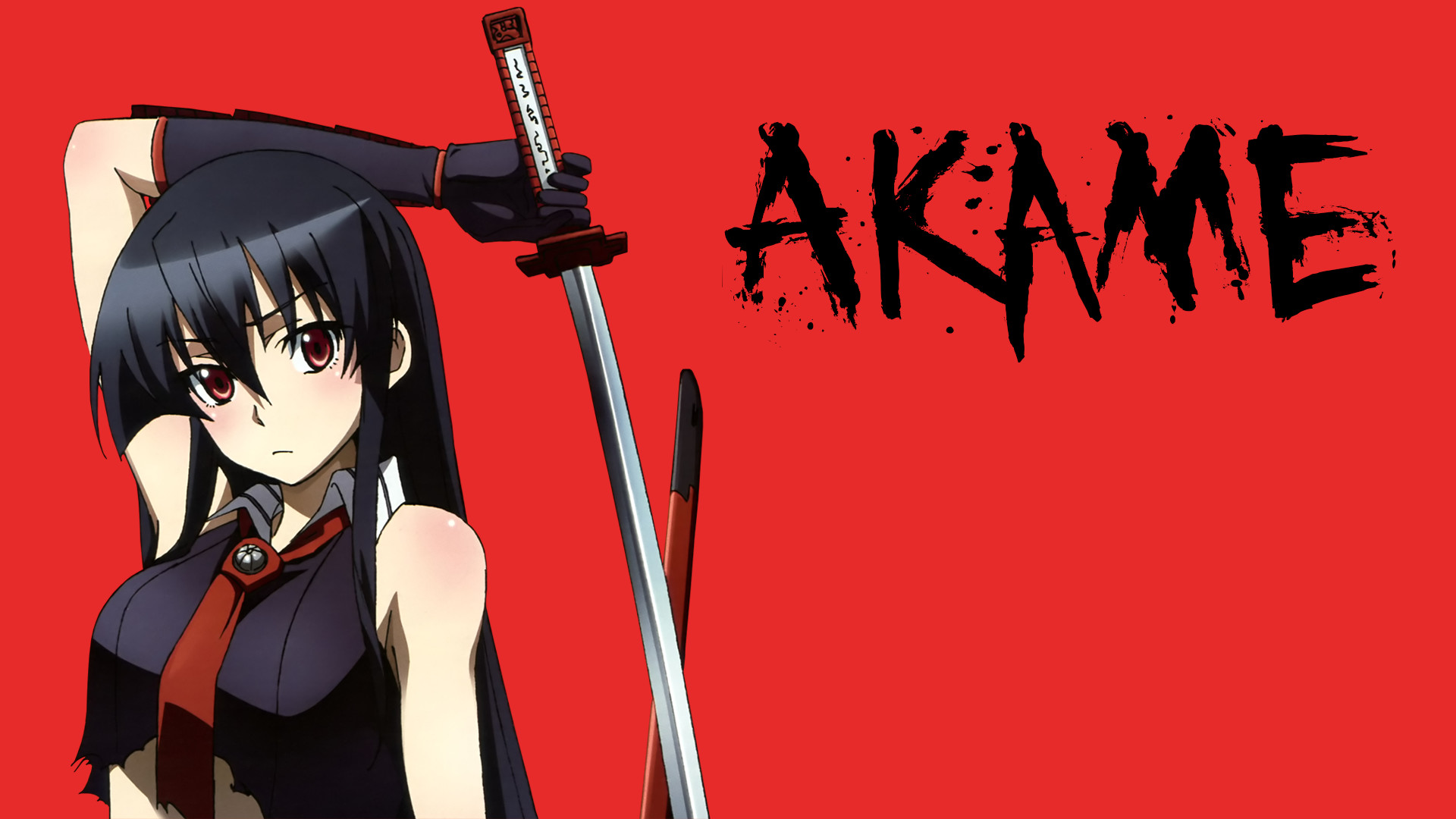 Akame, Akame ga Kill!, Katana, Sfondo rosso, Full HD, wallpaper per PC