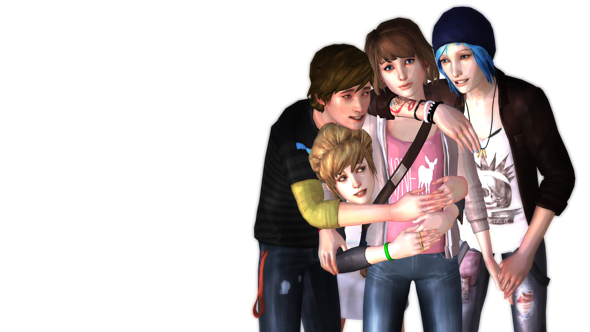 Max Caulfield, Chloe Price, Warren Graham, Kate Marsh, Life is Strange, Abbraccio, sfondo Full HD