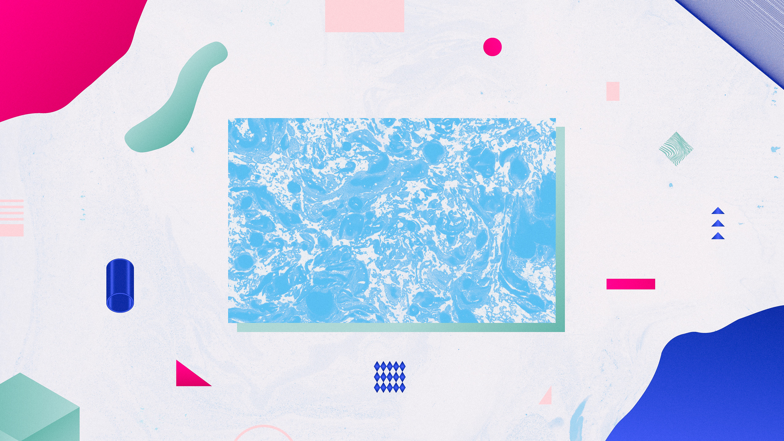 Marmo azzurro, Forme geometriche, Memphis, Astratto, 2560x1440, wallpaper desktop