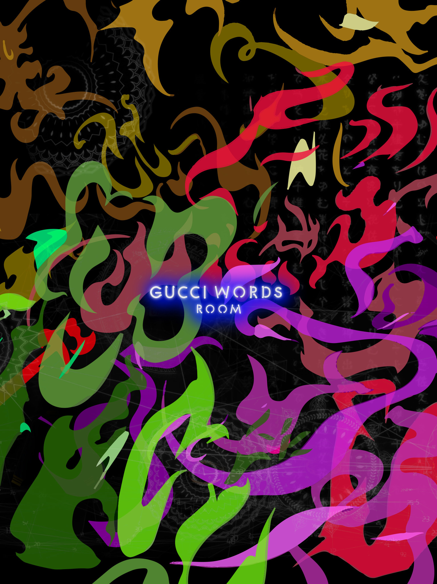 Gucci Words Room, Gucci, Graffiti, Colori vivaci, QHD+, sfondo per iPad e tablet