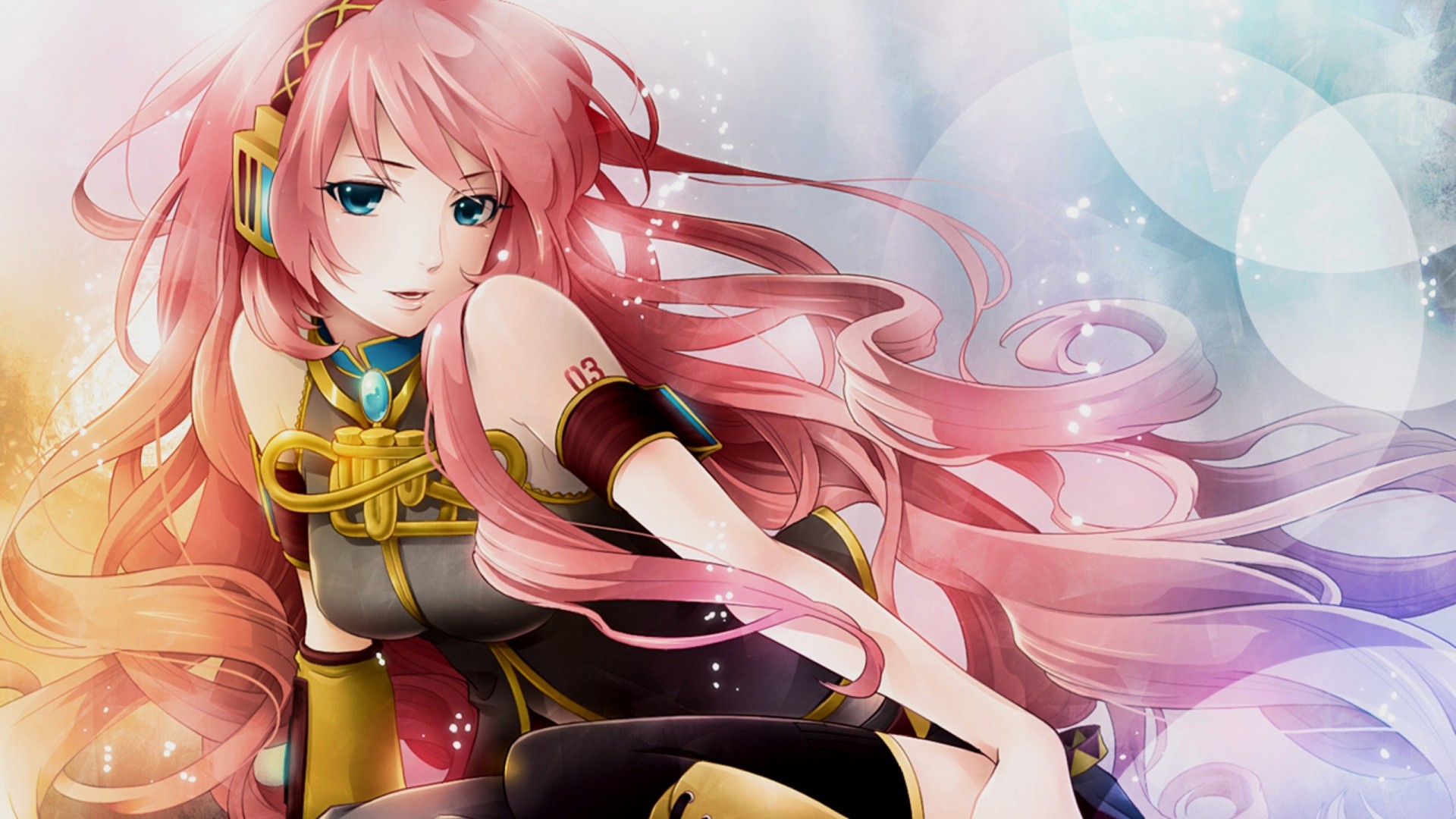 Megurine Luka, Vocaloid, Capelli rosa, Cuffie, Bokeh, 1920x1080, immagine di sfondo
