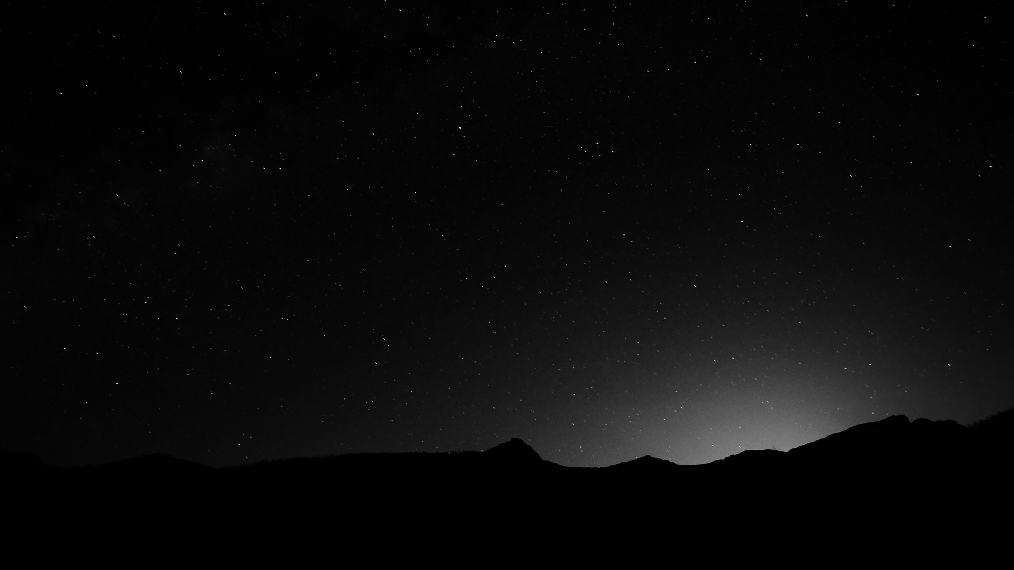 Cielo notturno, Silhouette, Montagne, Buio, 4K, sfondo per PC
