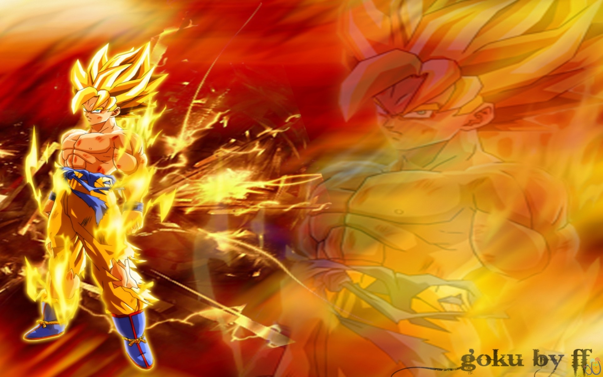 Goku, Dragon Ball Z, Super Saiyan, Fuoco, 1920x1200, sfondo per PC
