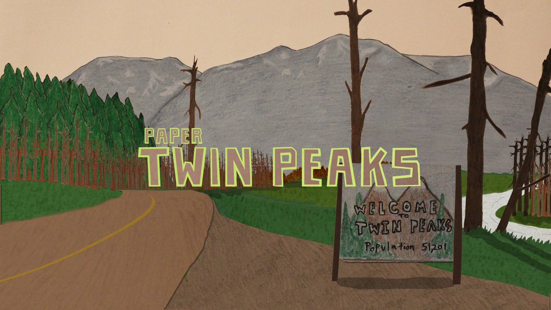 Twin Peaks, Paper Twin Peaks, Cartello Welcome to Twin Peaks, Collage di carta, sfondo Full HD