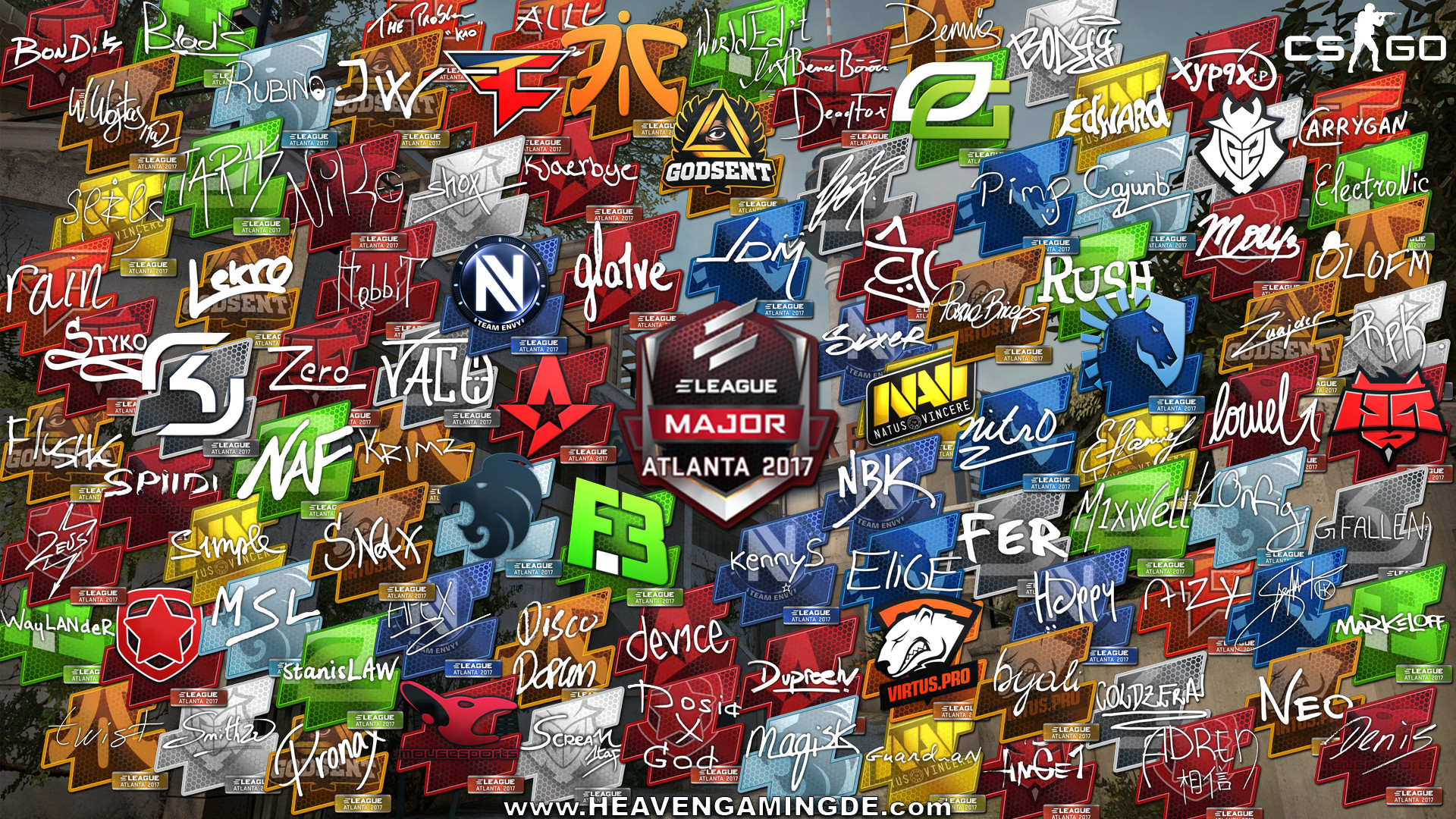 ELEAGUE Major Atlanta 2017, CS:GO, Adesivi squadre, Esport, Full HD, sfondo per PC