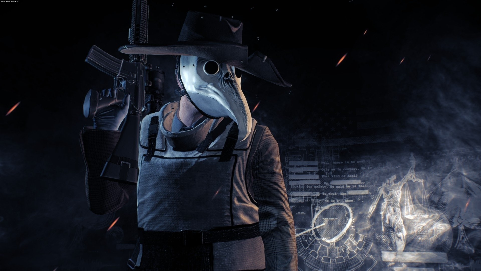 Payday 2, Maschera da medico della peste, Cappello, Fumo, Full HD, sfondo per portatile