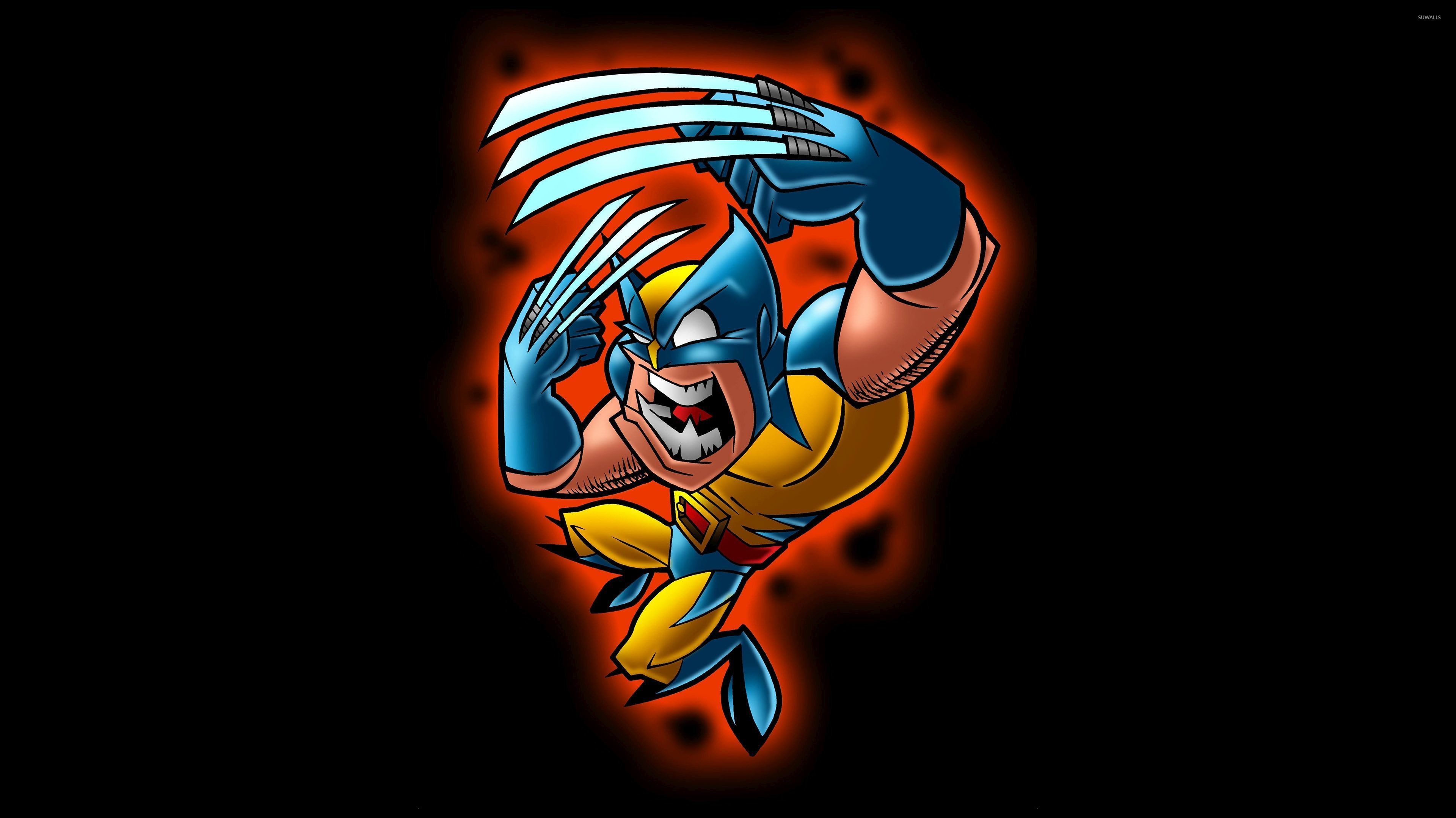 Wolverine, Cartone animato, Artigli, Sfondo nero, 4K, wallpaper desktop