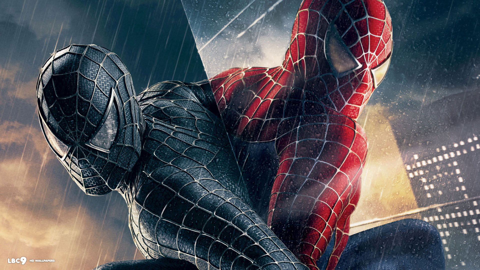 Spider-Man nero, Spider-Man 3, Simbionte, Pioggia, Full HD, sfondo per portatile