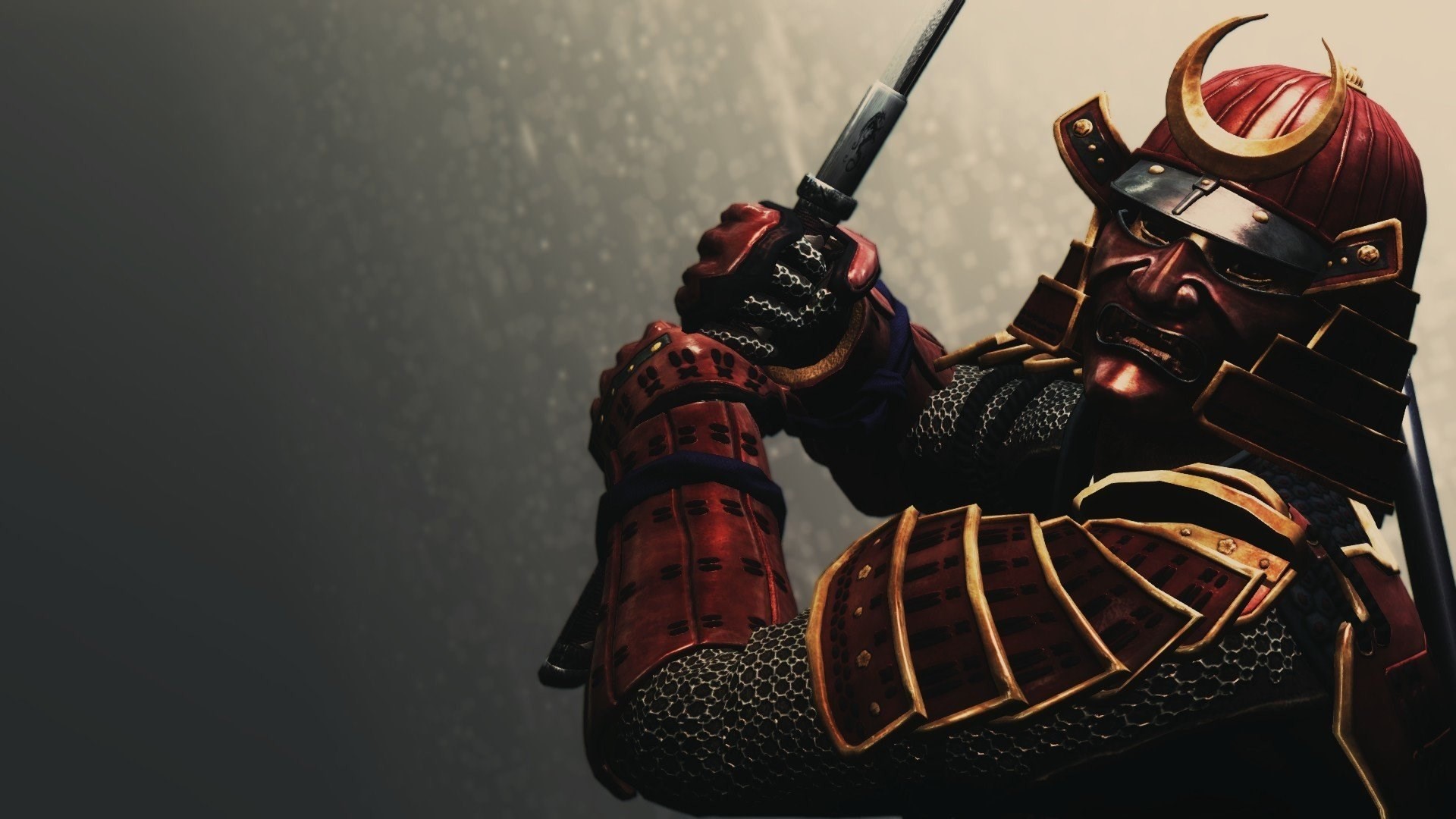 Samurai, Maschera mempō, Armatura rossa, Katana, Full HD, sfondo per PC