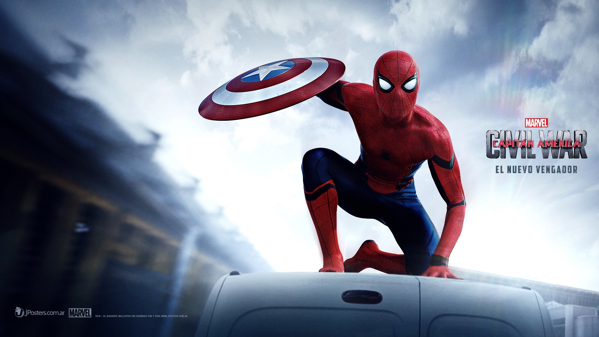 Spider-Man, Tom Holland, Scudo di Captain America, Captain America: Civil War, sfondo per PC