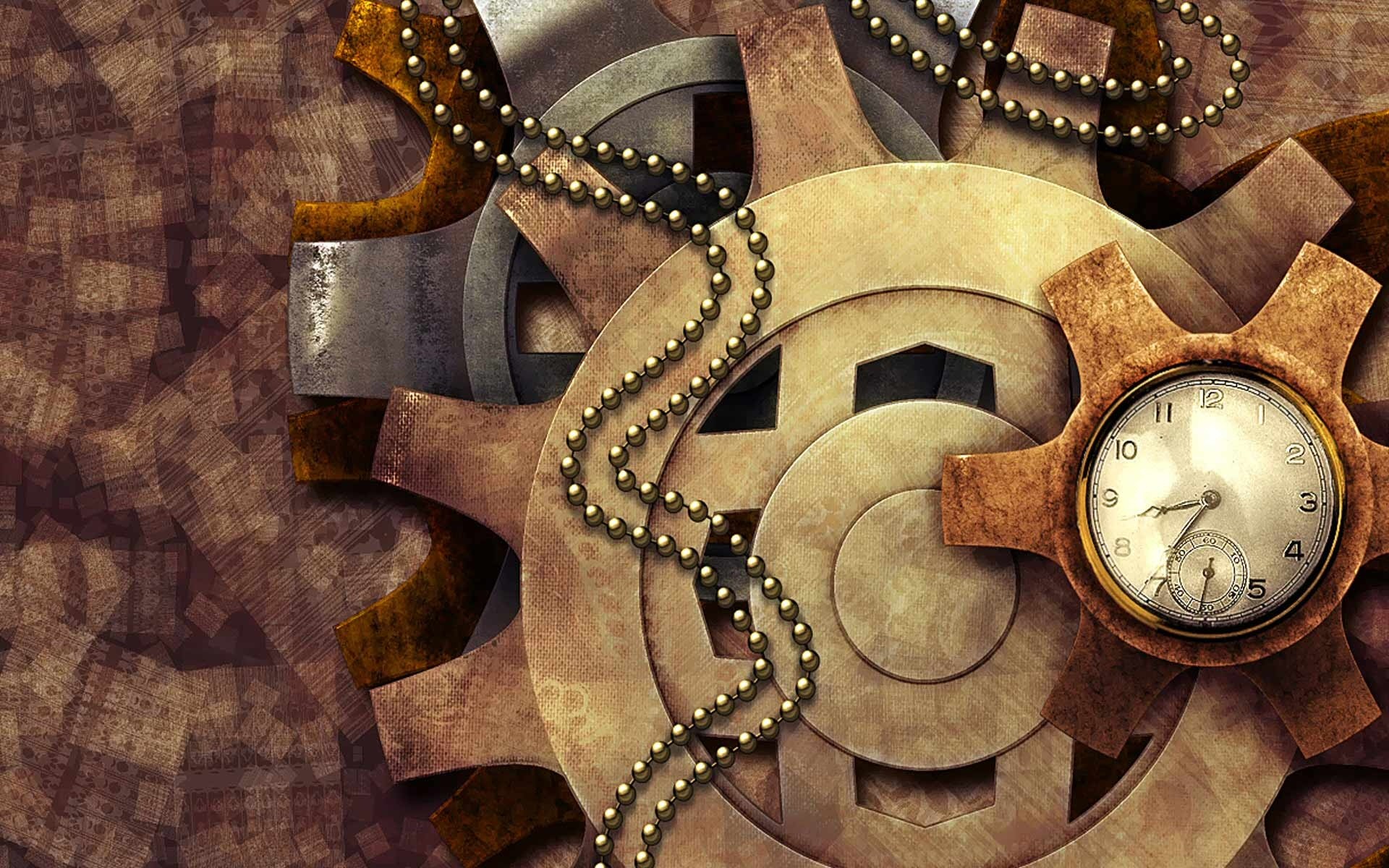 Ingranaggi, Orologio da tasca, Catena, Seppia, 1920x1200, immagine di sfondo
