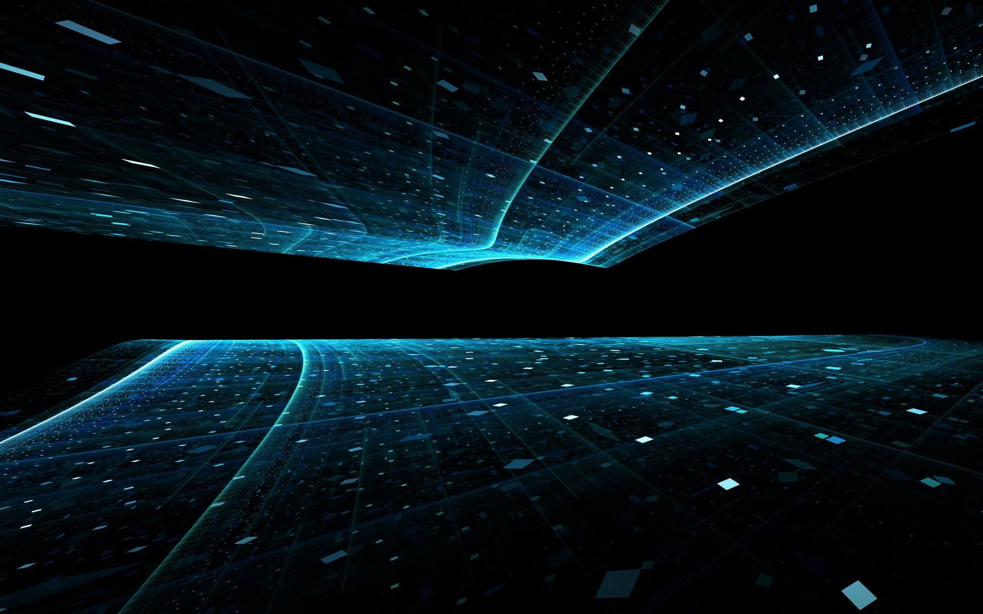 Griglia digitale, Tron, Spazio, Linee luminose, Nero, Full HD, sfondo per PC