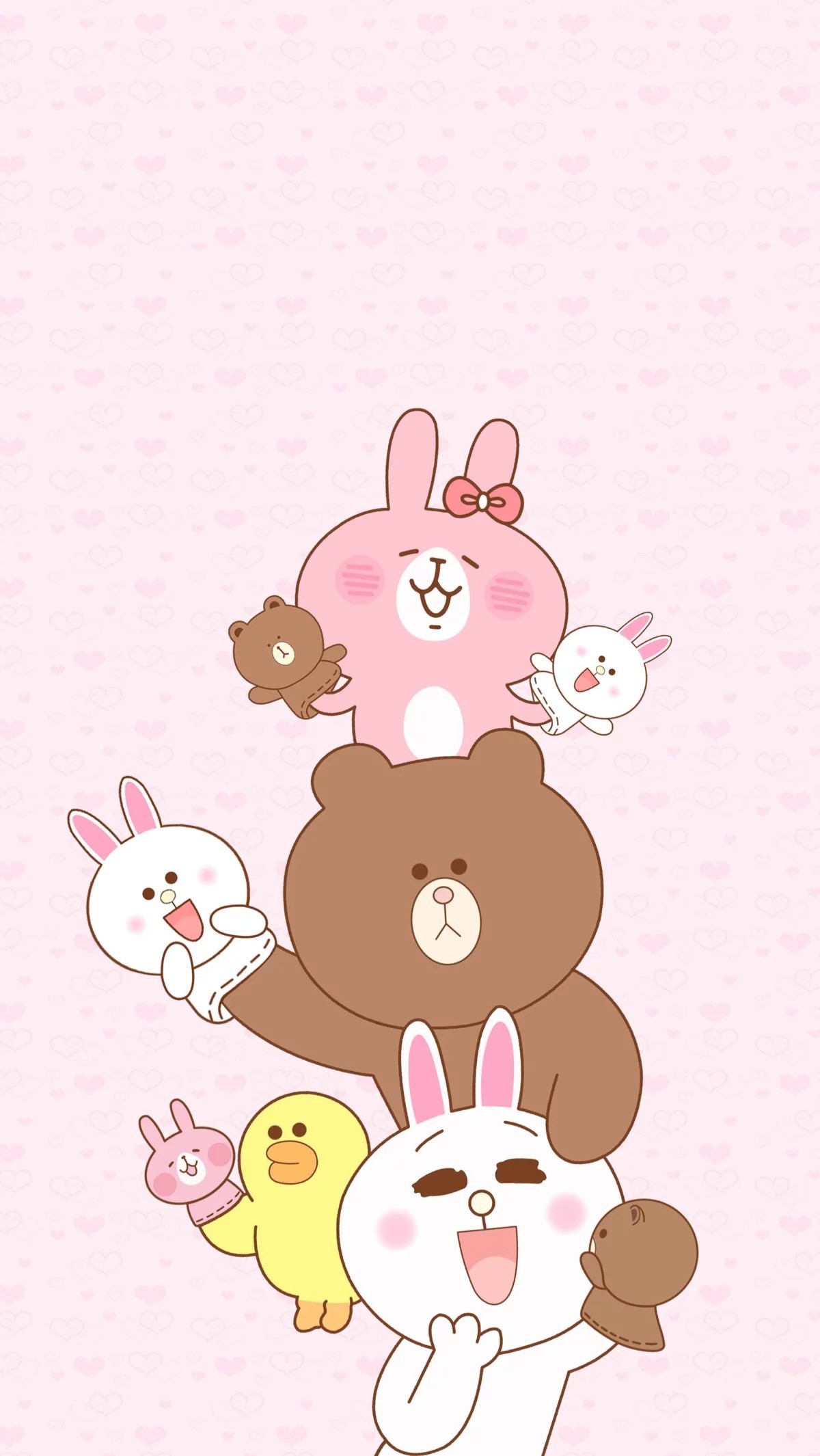 Line Friends, Brown, Cony, Sally, Kawaii, Full HD, sfondo verticale per cellulare