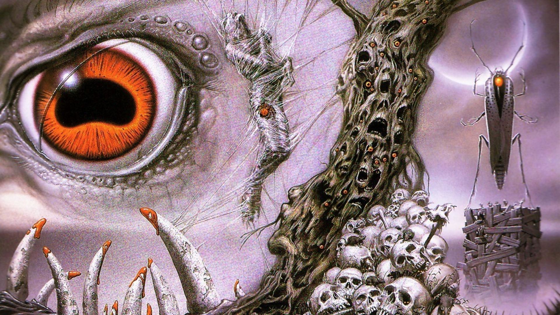 Orrore cosmico, Occhio, Teschi, Illustrazione, 1920x1080, sfondo per PC