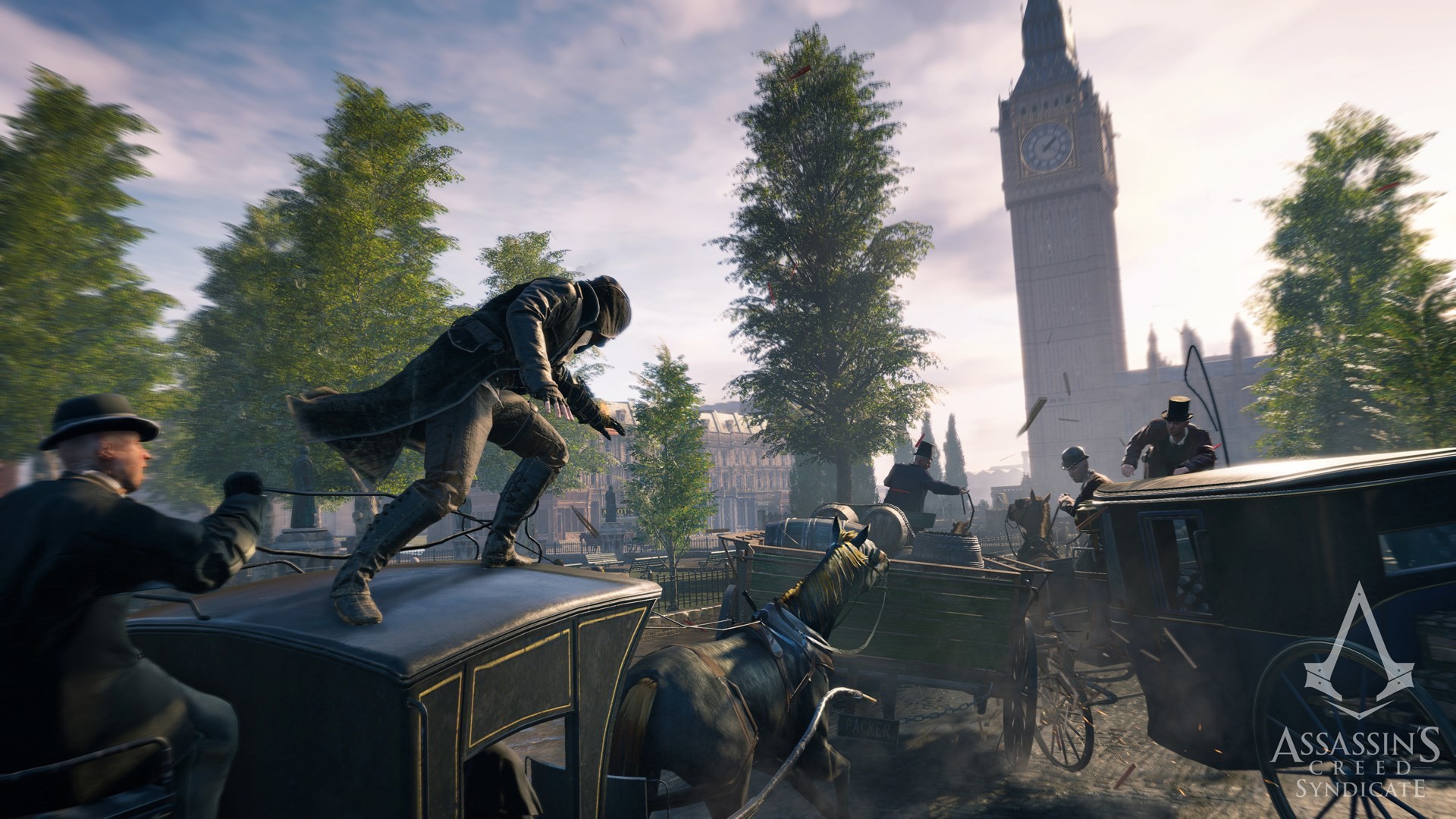 Jacob Frye, Assassin's Creed Syndicate, Big Ben, Carrozza, Inseguimento, sfondo Windows 11