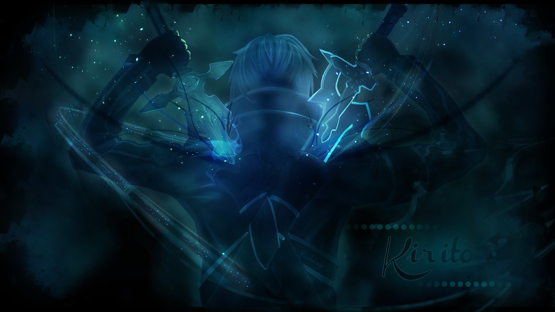 Kirito, Sword Art Online, Spade, Blu, 16:9 Full HD, wallpaper widescreen